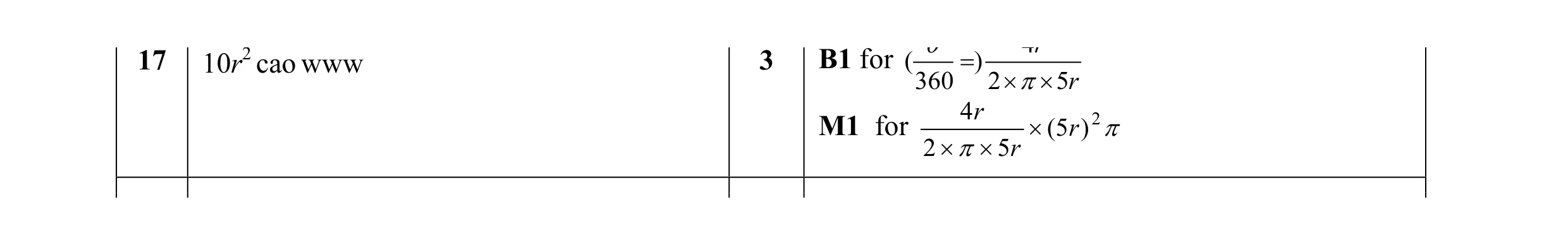 Mark scheme for question 10
