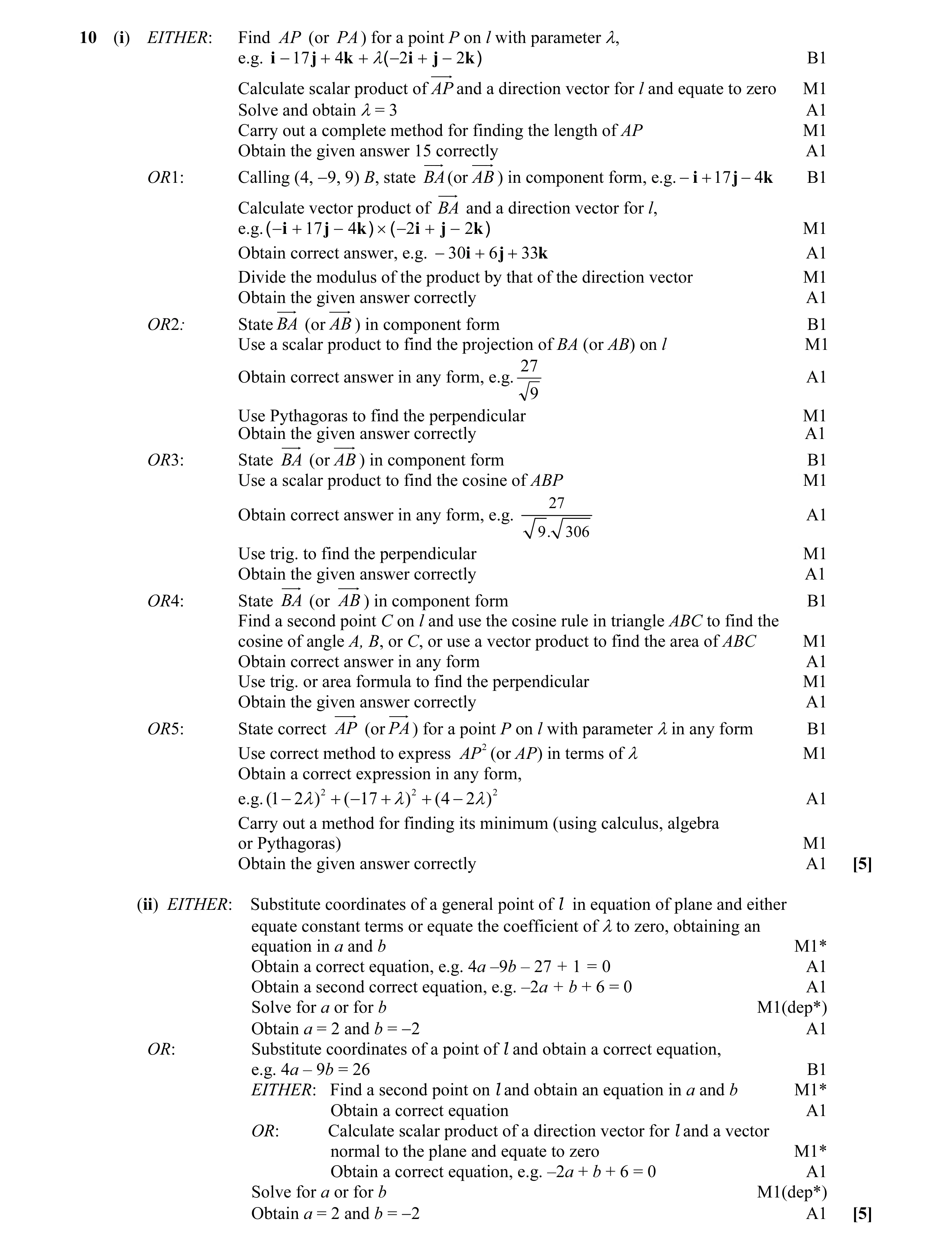 Mark scheme for question 33
