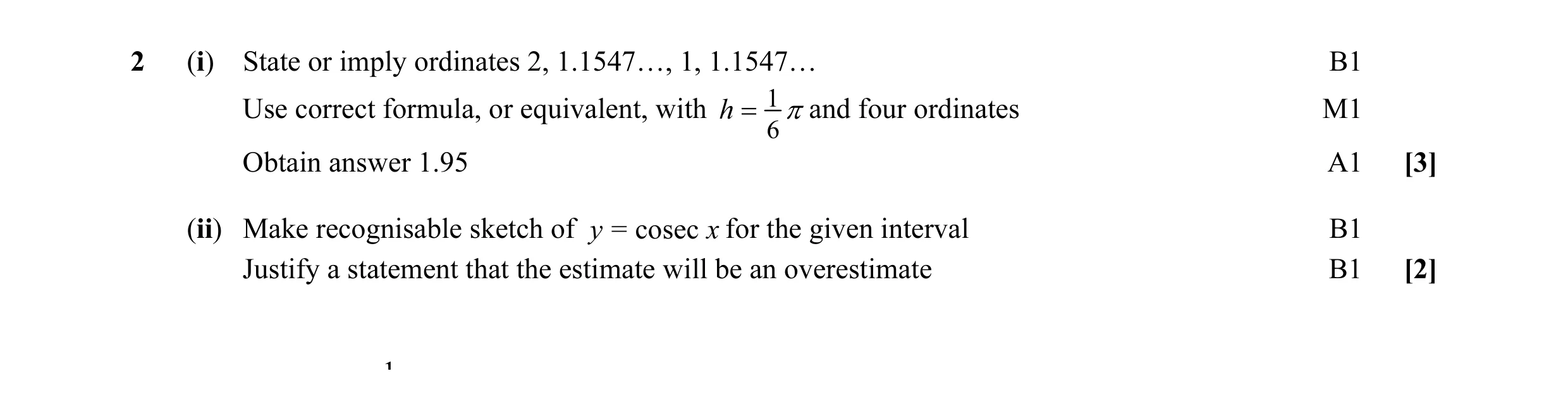 Mark scheme for question 36