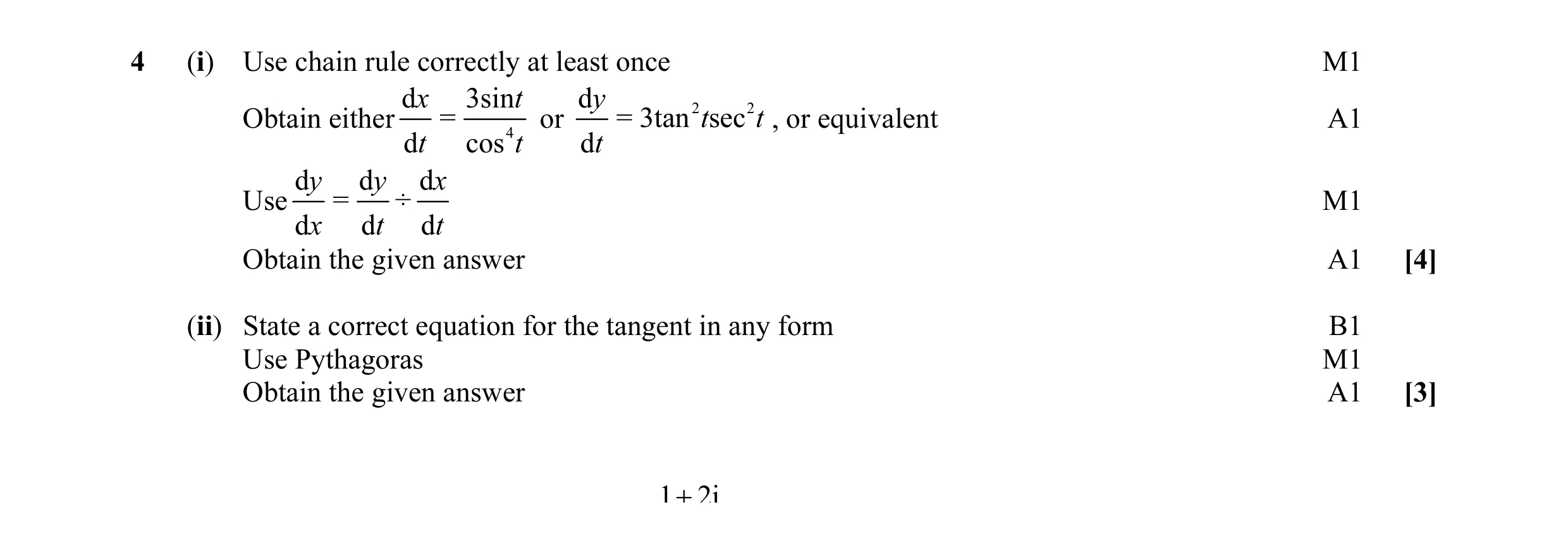 Mark scheme for question 10