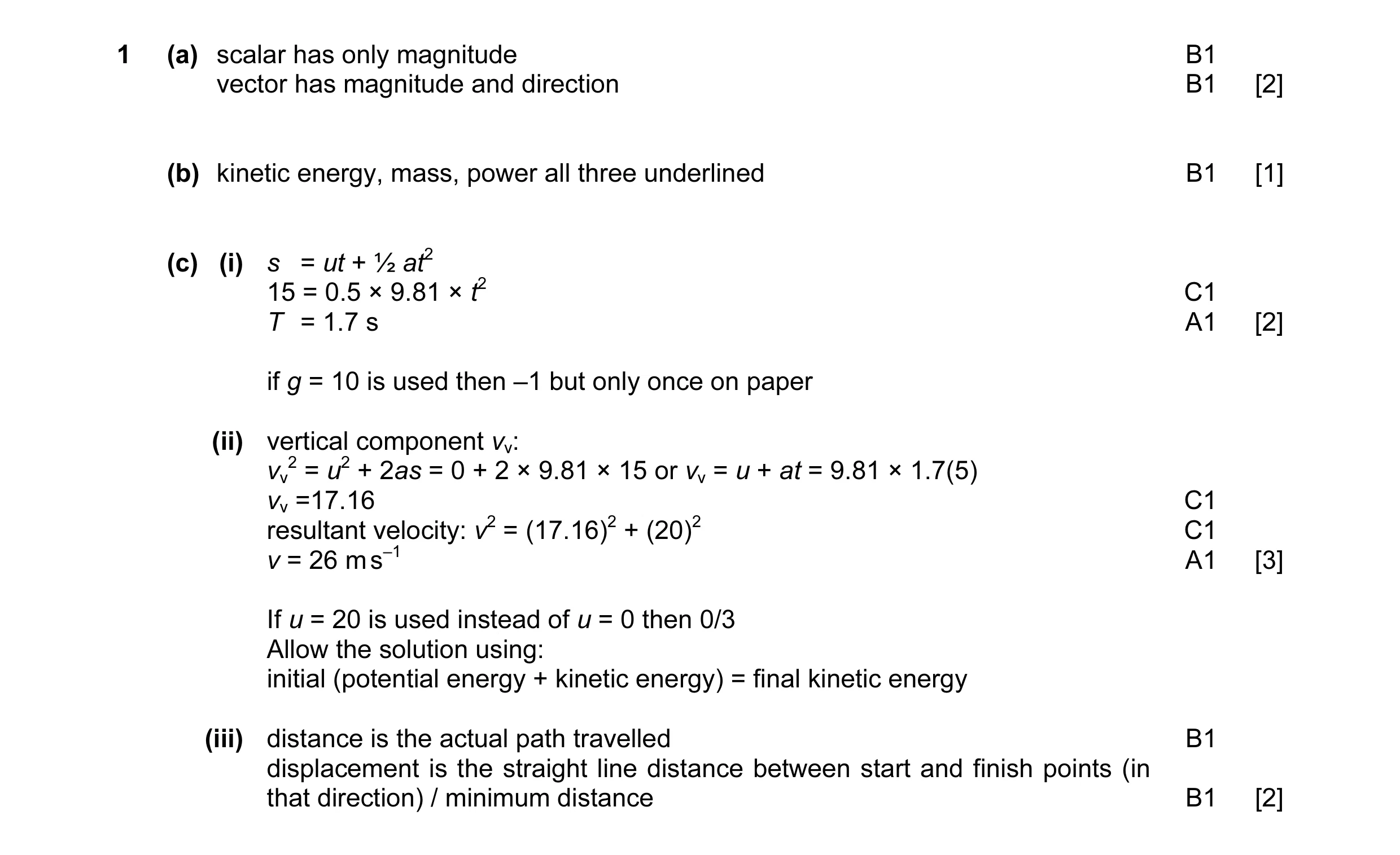 Mark scheme for question 6