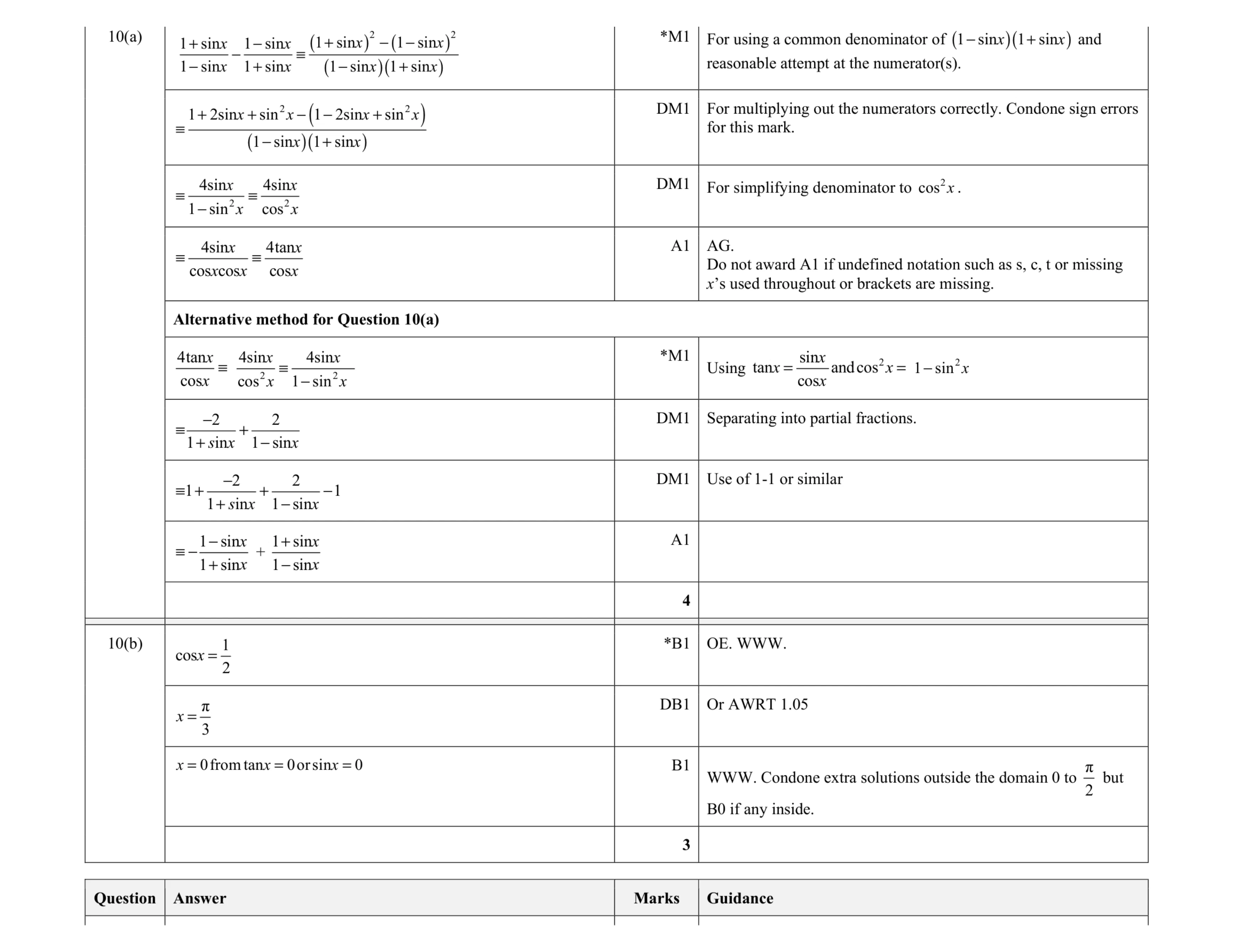 Mark scheme for question 79