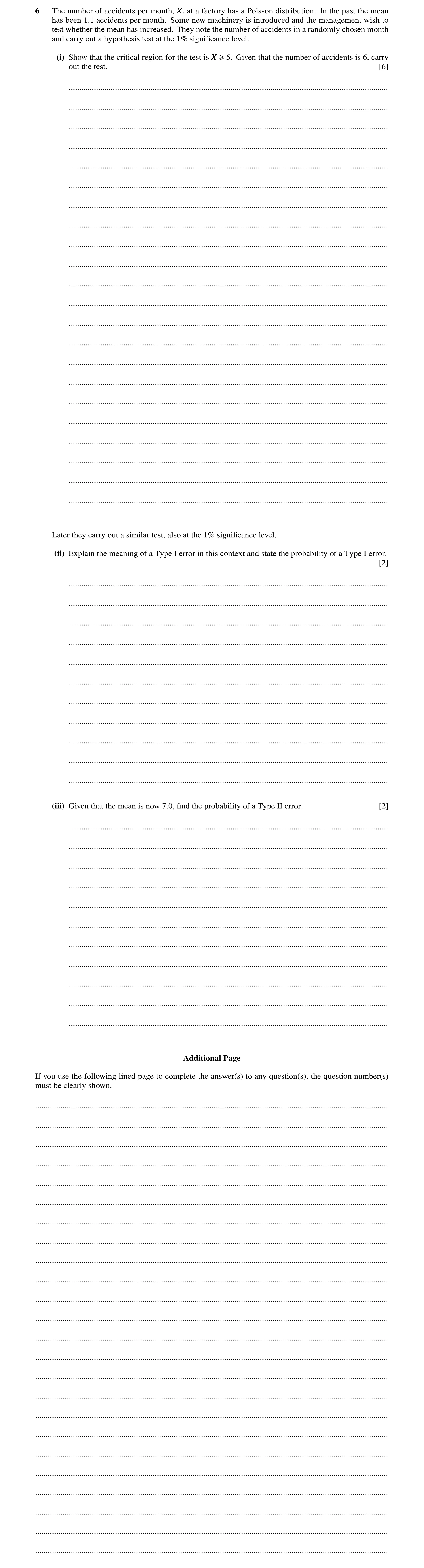 Question 44: The number of accidents per month, X, at a factory has a Poisson distribution. In the past the mean has been 1.1 accidents per month. Some …
