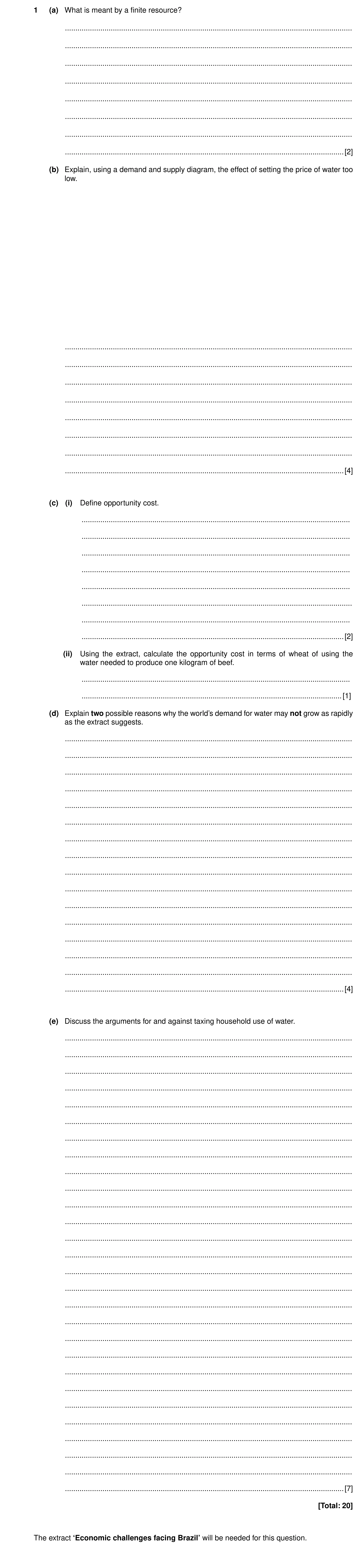 Question 4: (a) What is meant by a finite resource? ...................................................................................................…