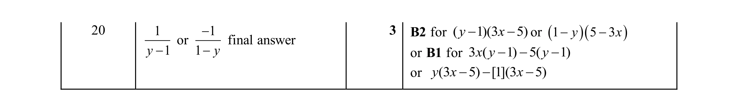 Mark scheme for question 25