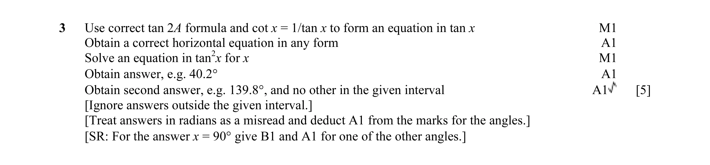Mark scheme for question 35