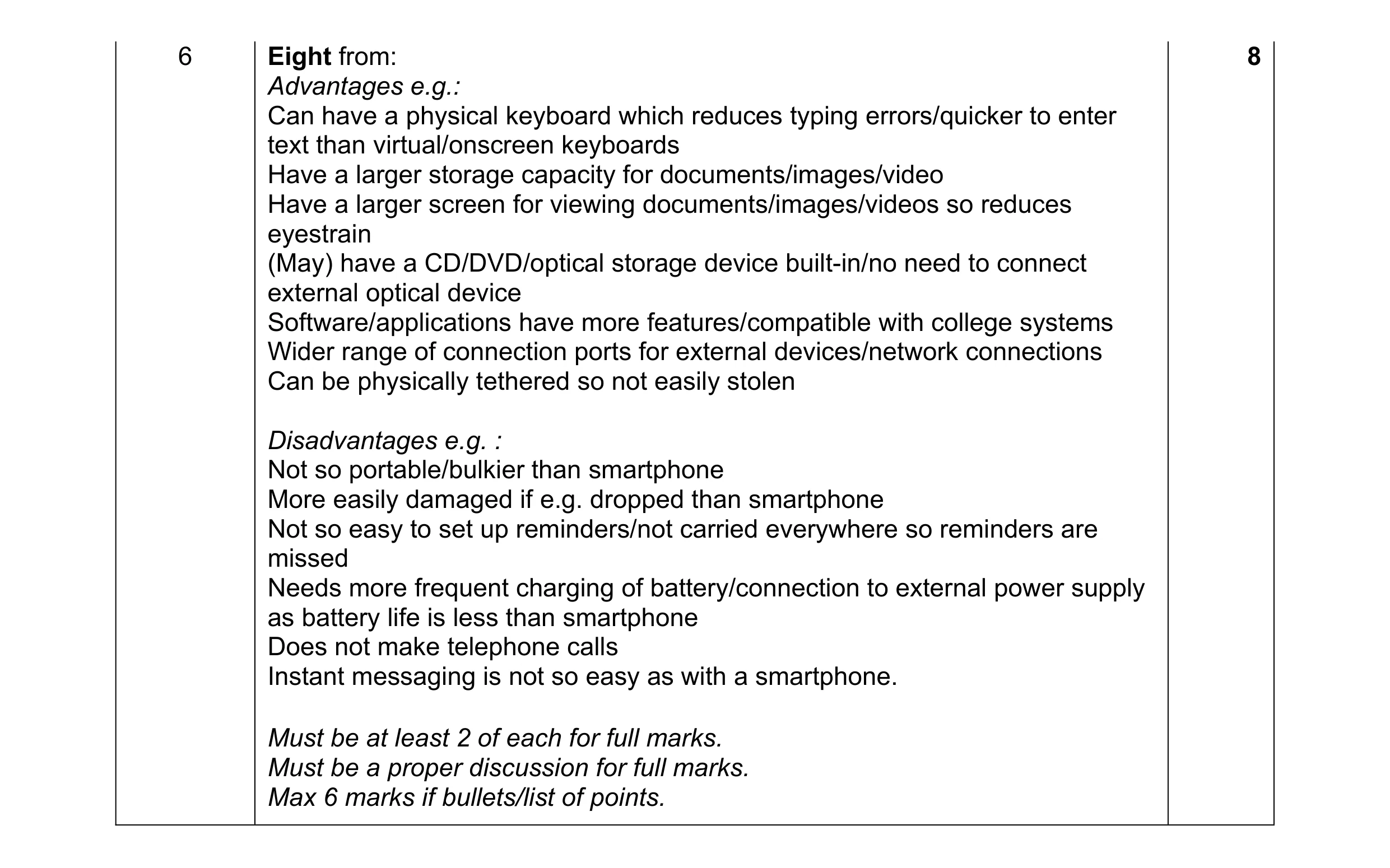 Mark scheme for question 33