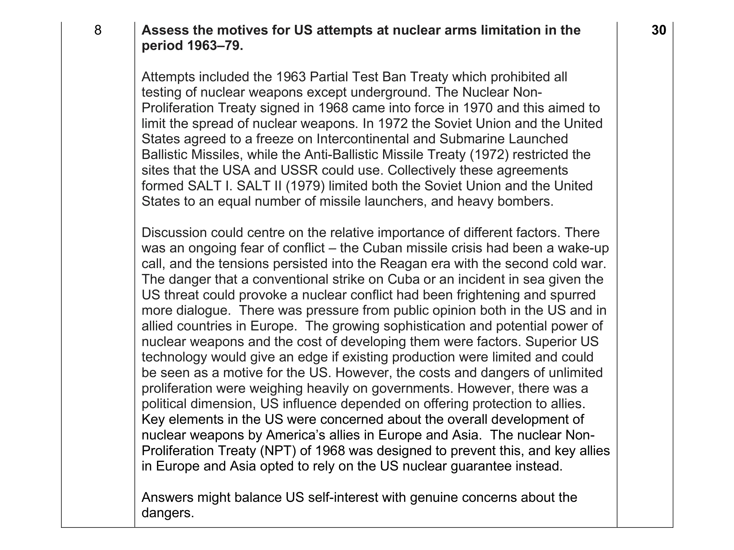 Mark scheme for question 88