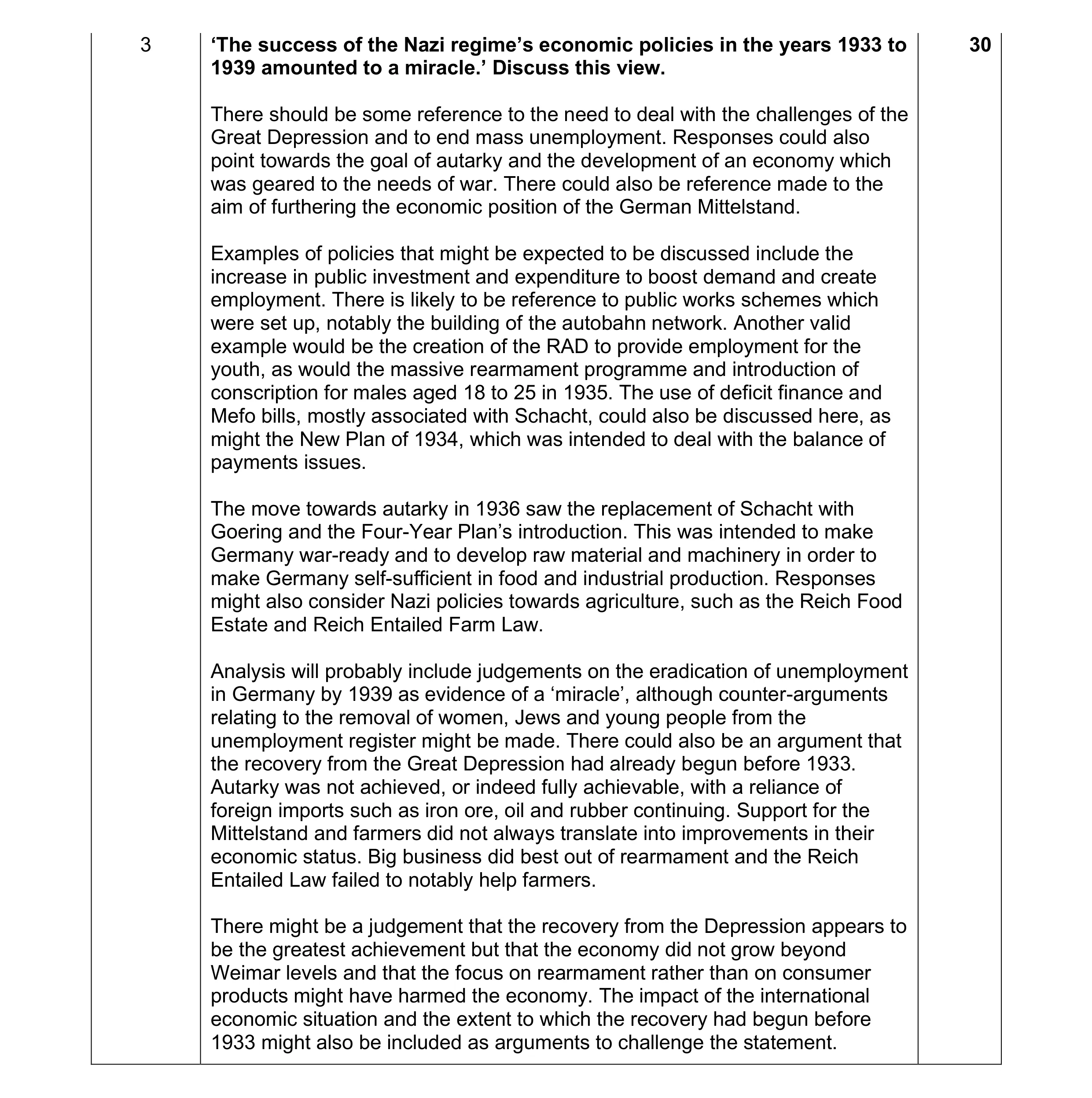 Mark scheme for question 83