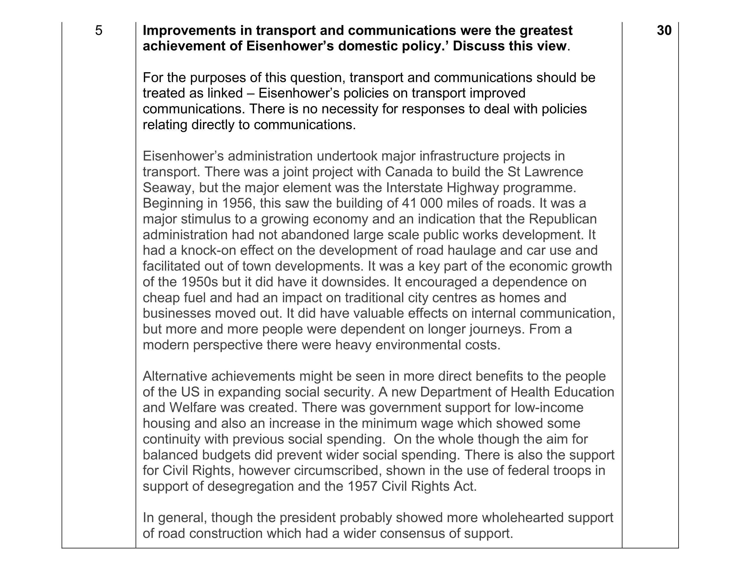 Mark scheme for question 36