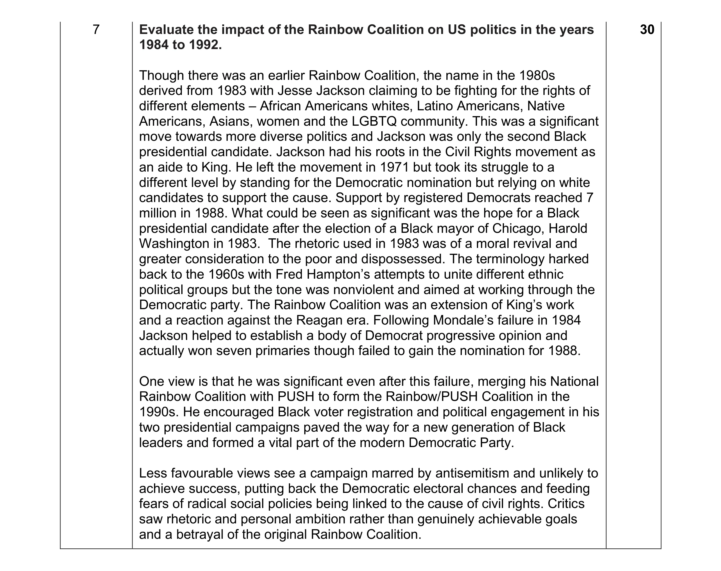 Mark scheme for question 37