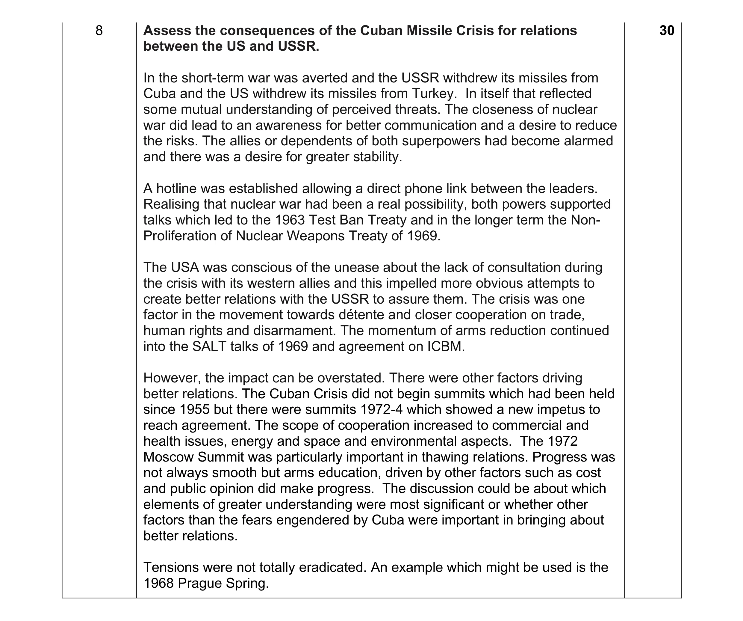 Mark scheme for question 36