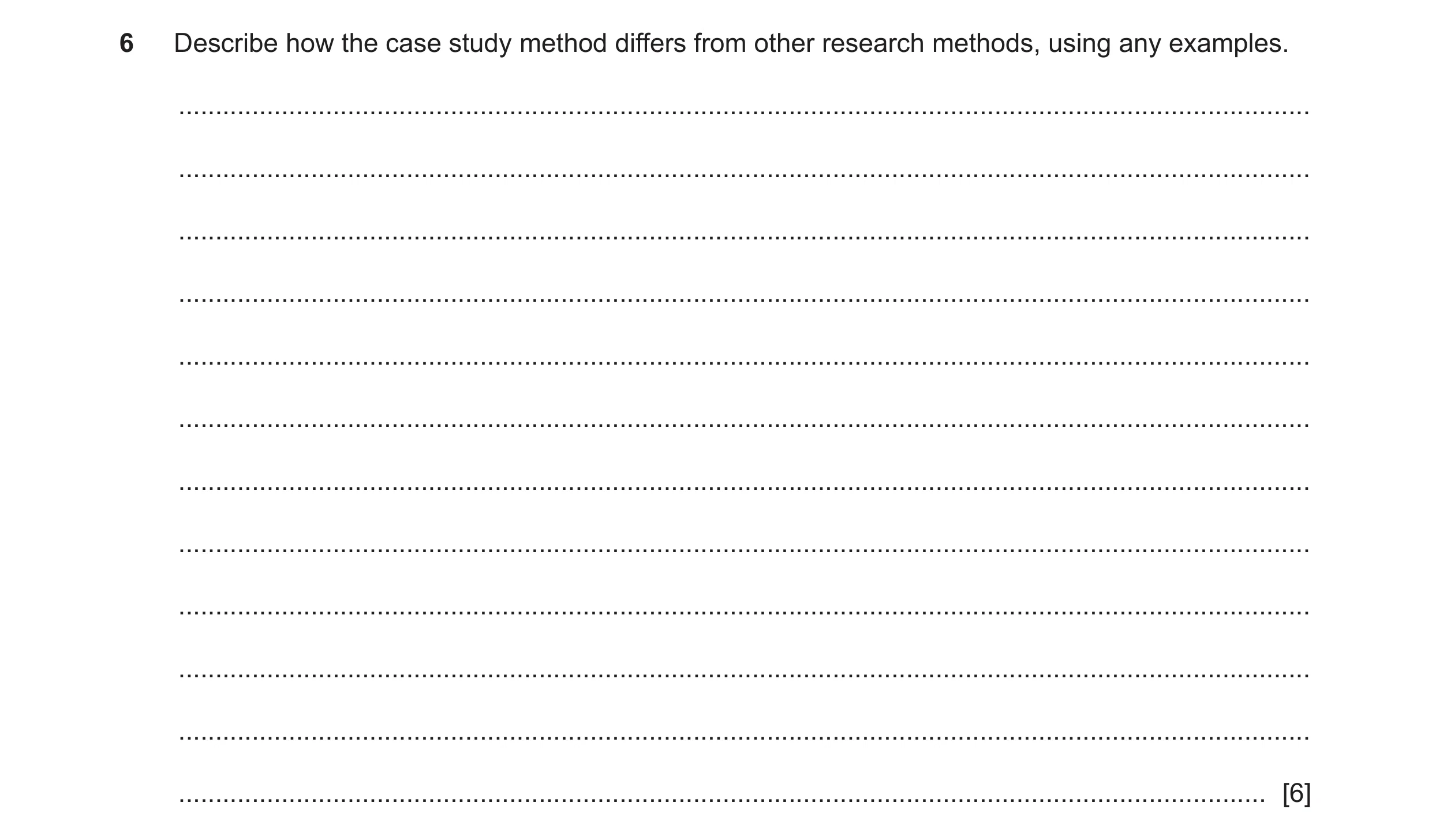 Question 126: Describe how the case study method differs from other research methods, using any examples. ...............................................…