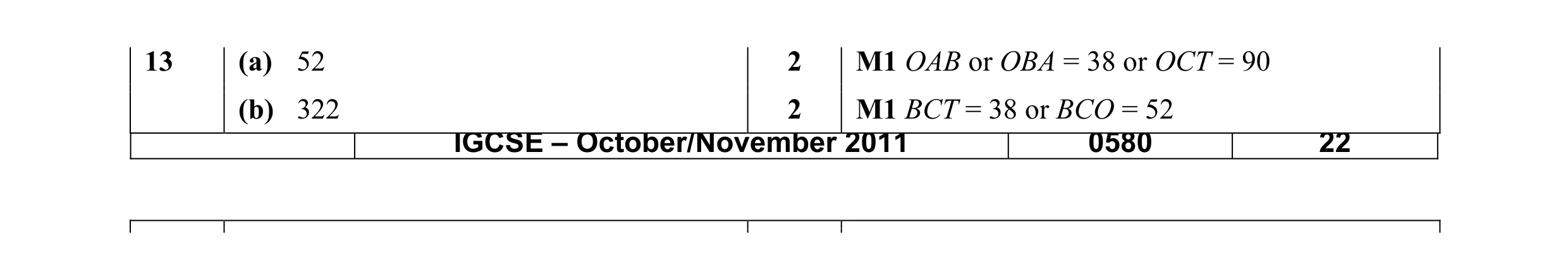 Mark scheme for question 5