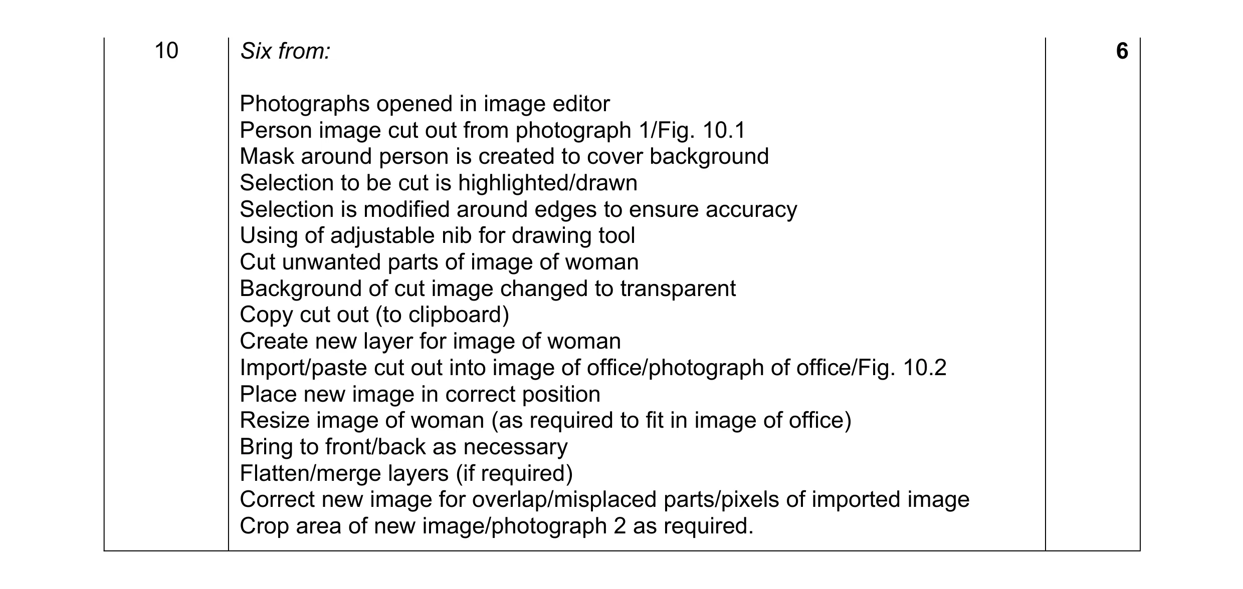 Mark scheme for question 8