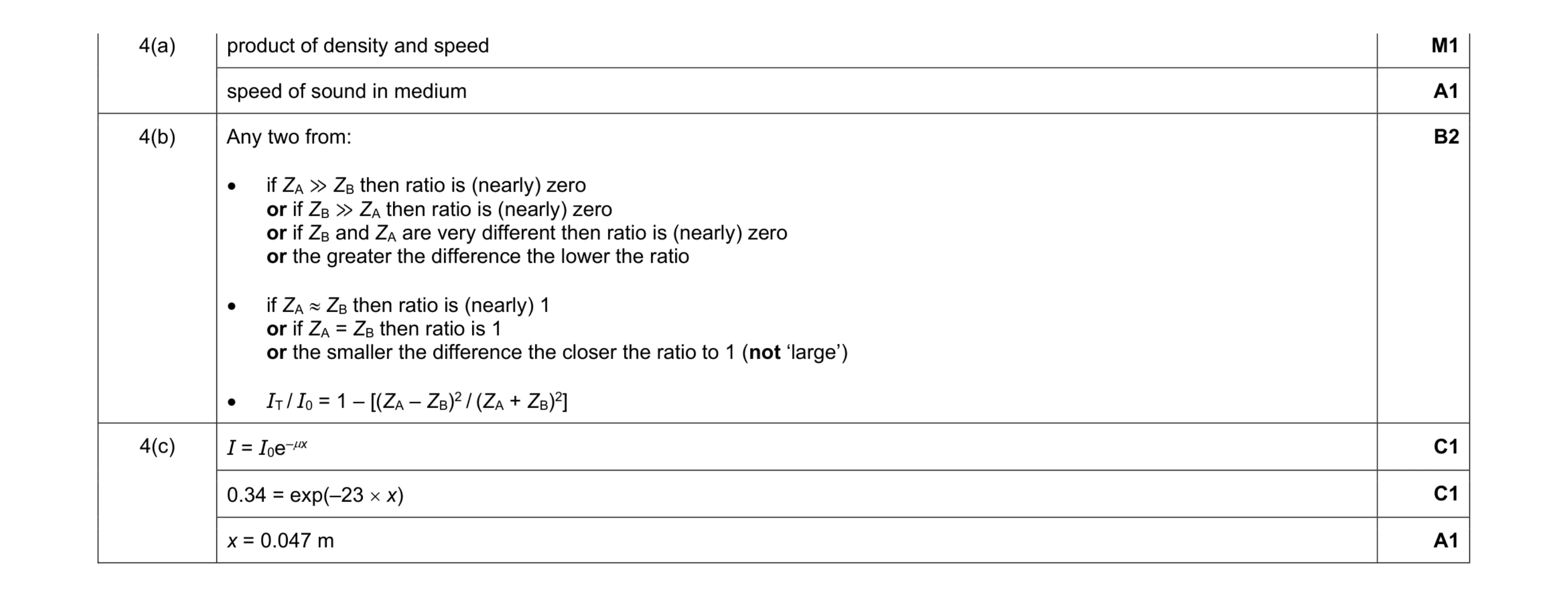 Mark scheme for question 13