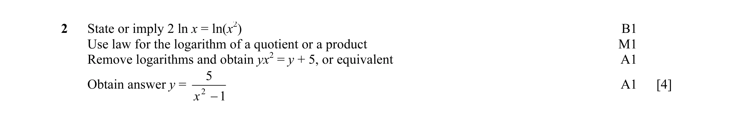 Mark scheme for question 8