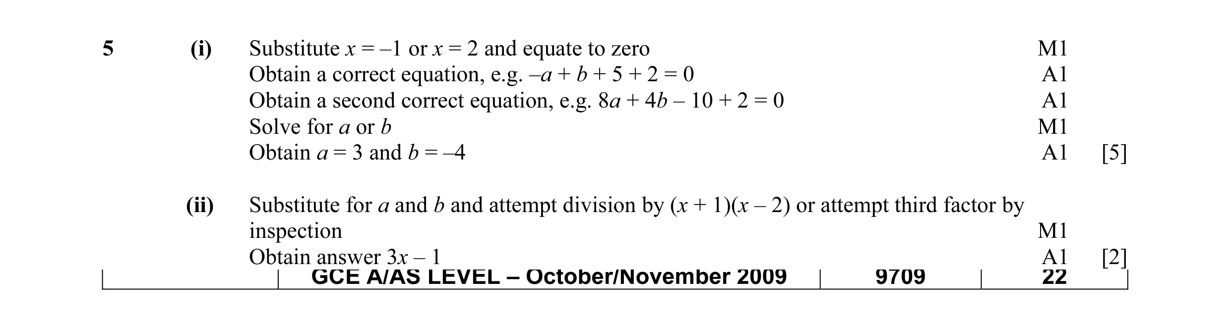 Mark scheme for question 13