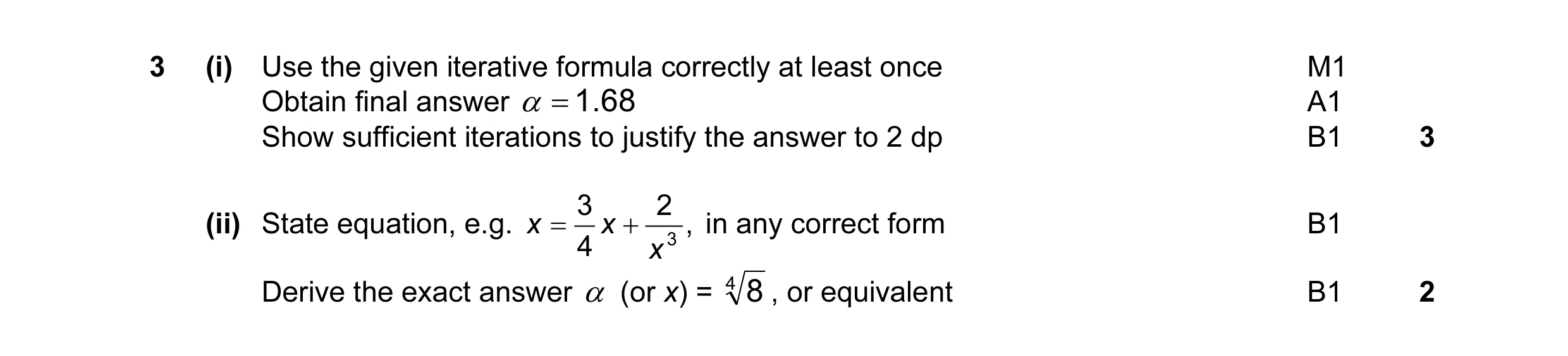 Mark scheme for question 1