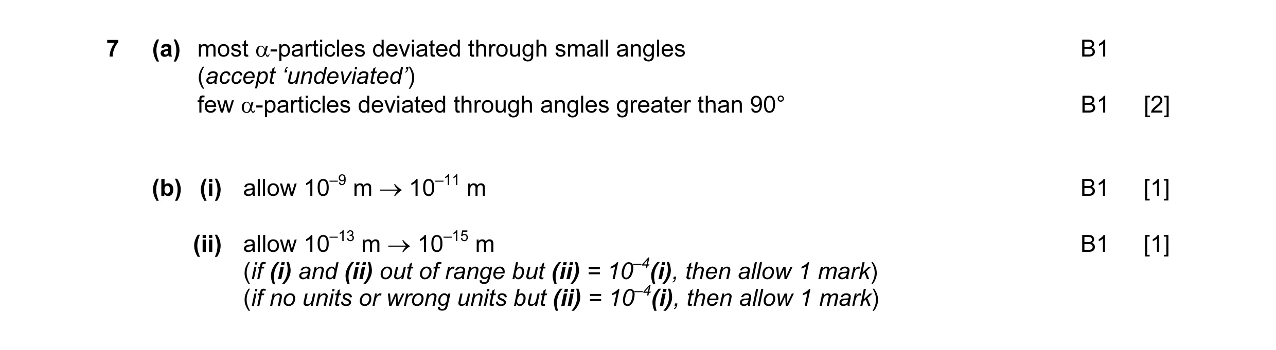 Mark scheme for question 1