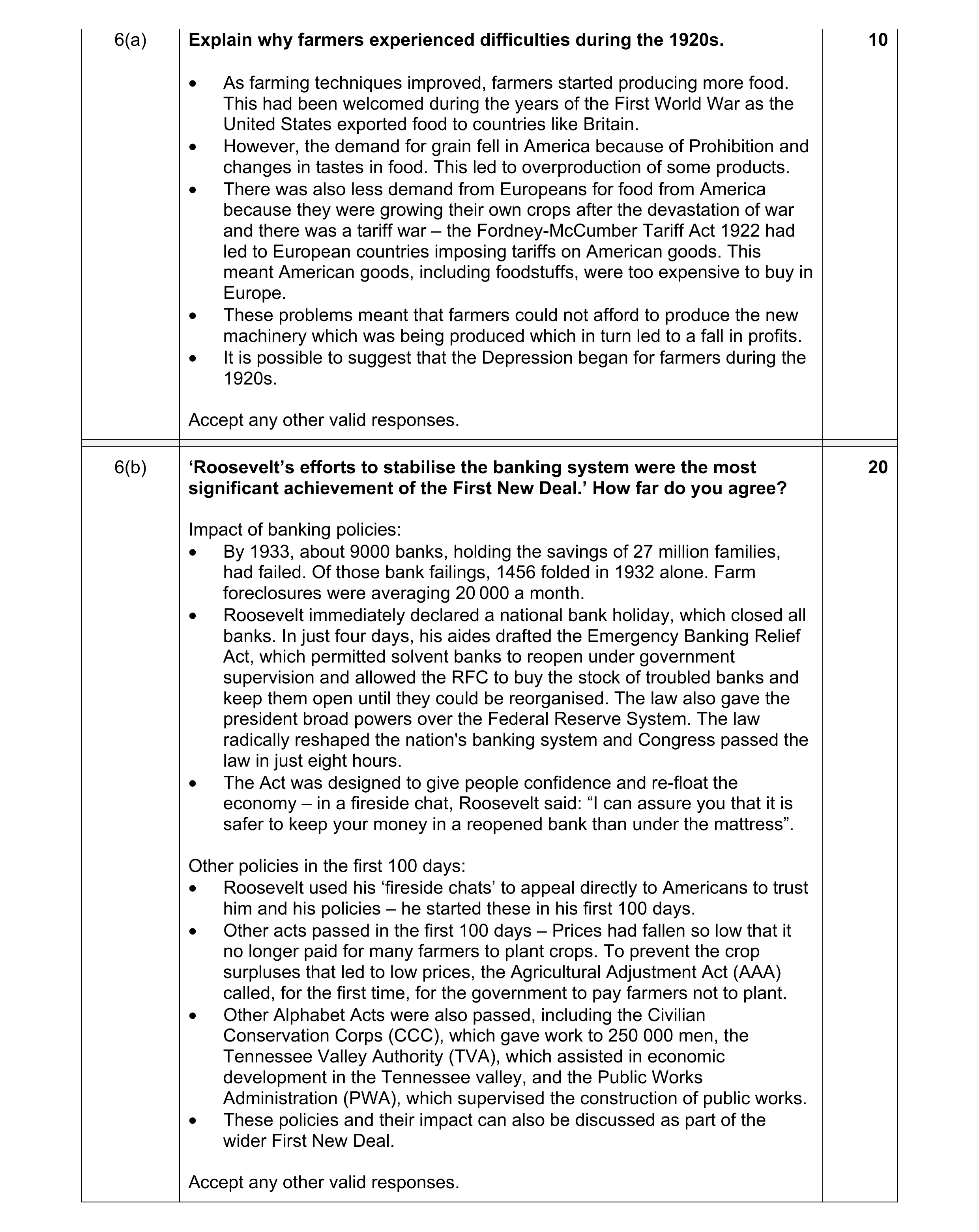 Mark scheme for question 5