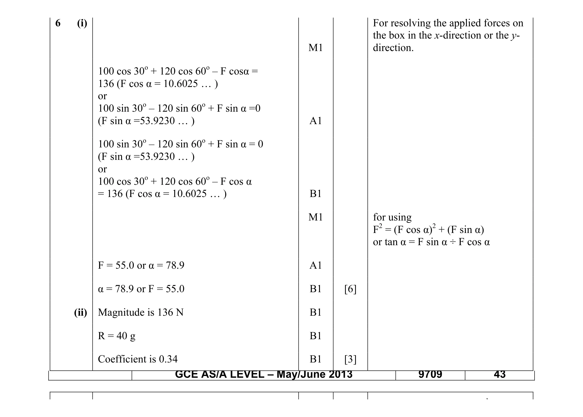 Mark scheme for question 63