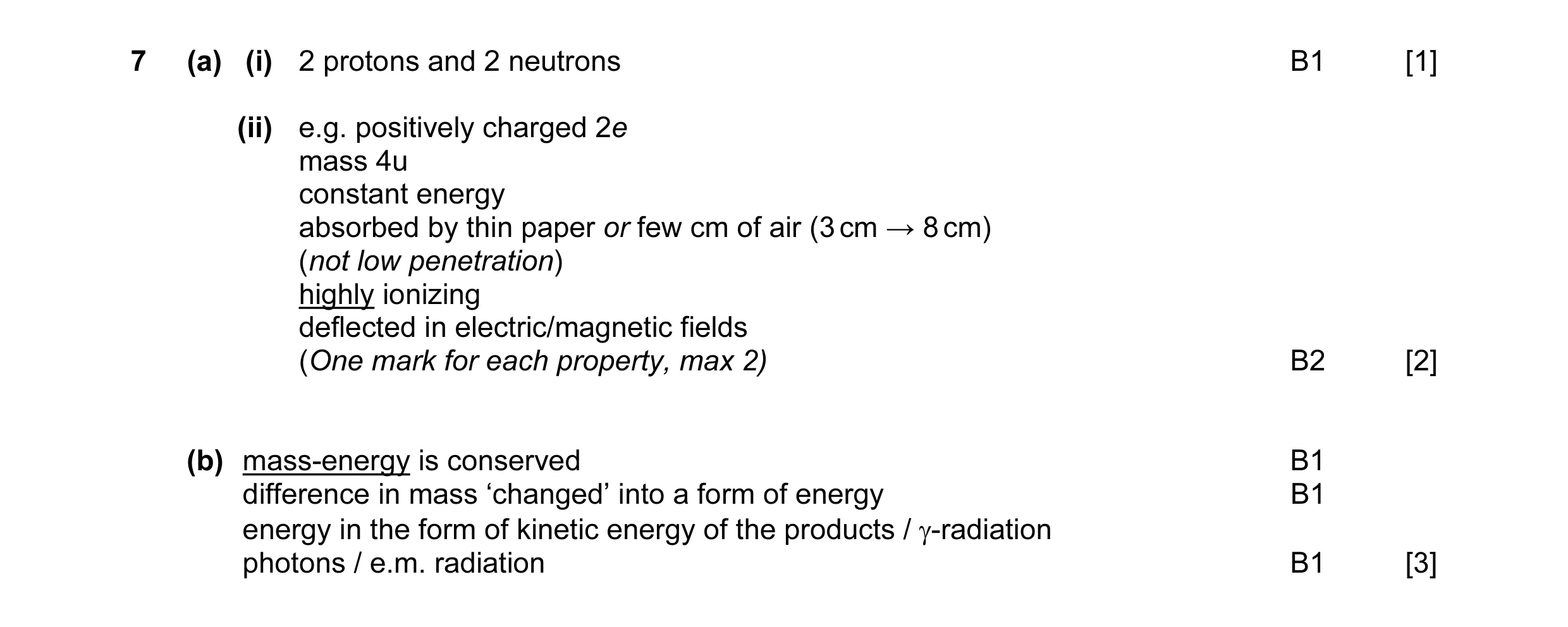 Mark scheme for question 13
