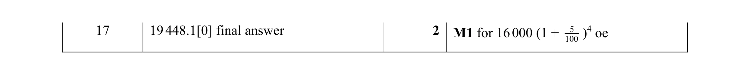 Mark scheme for question 71