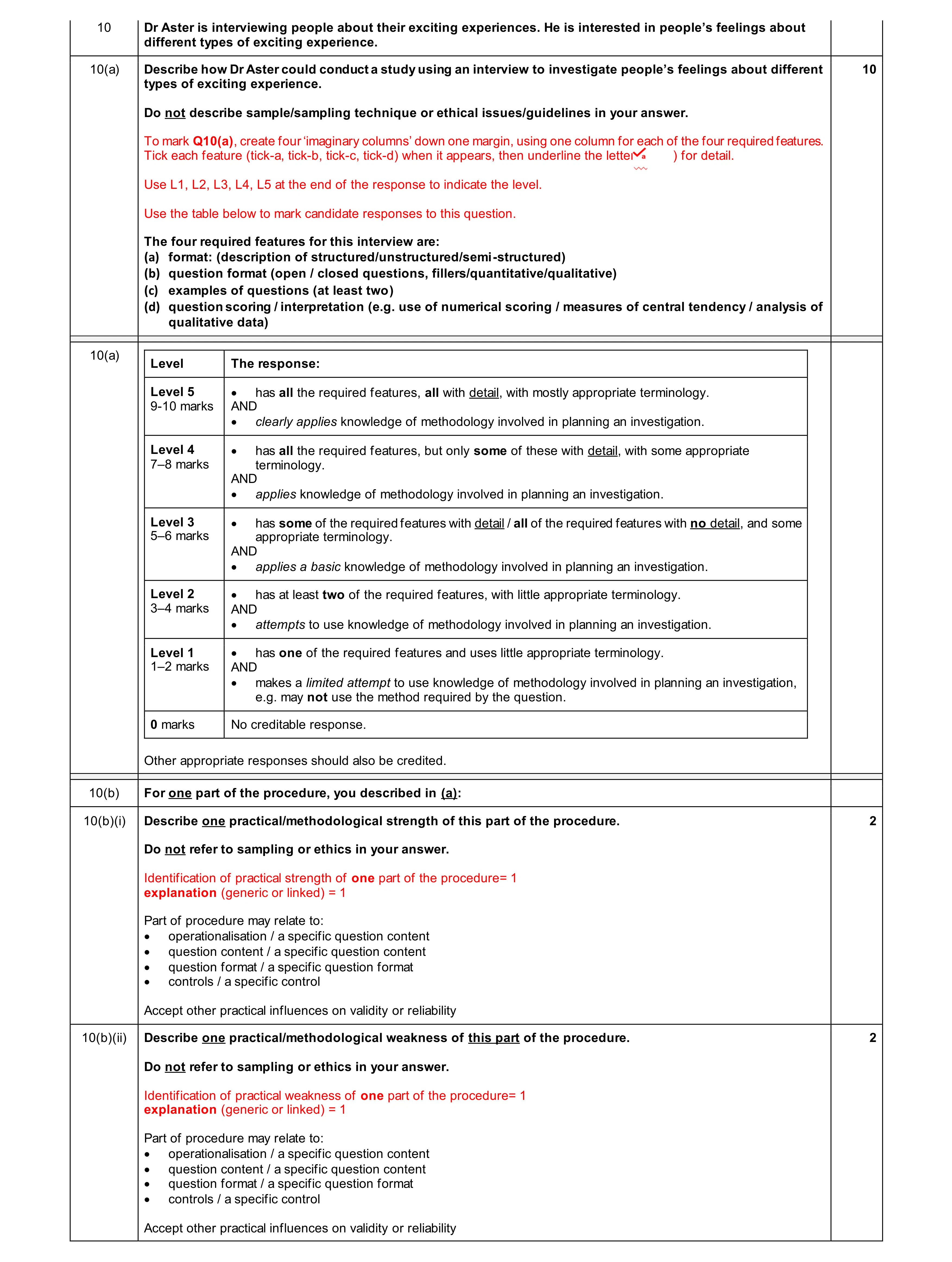 Mark scheme for question 481