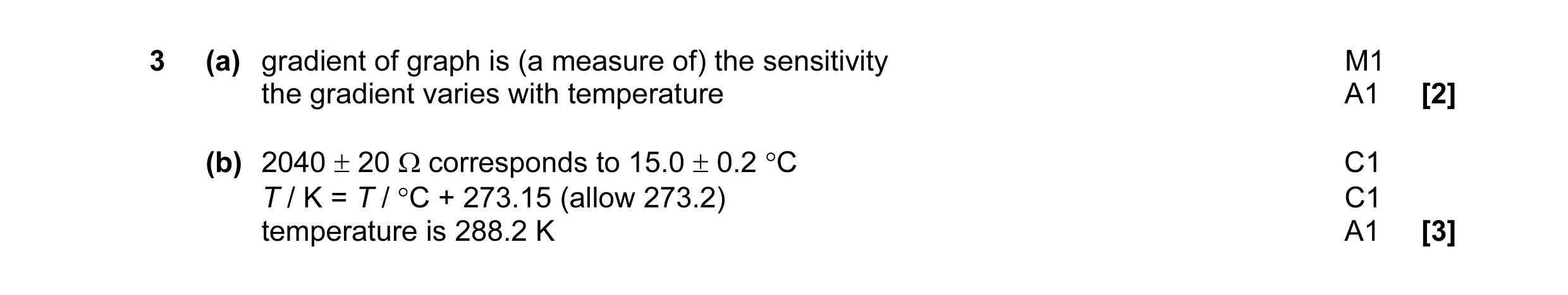 Mark scheme for question 1