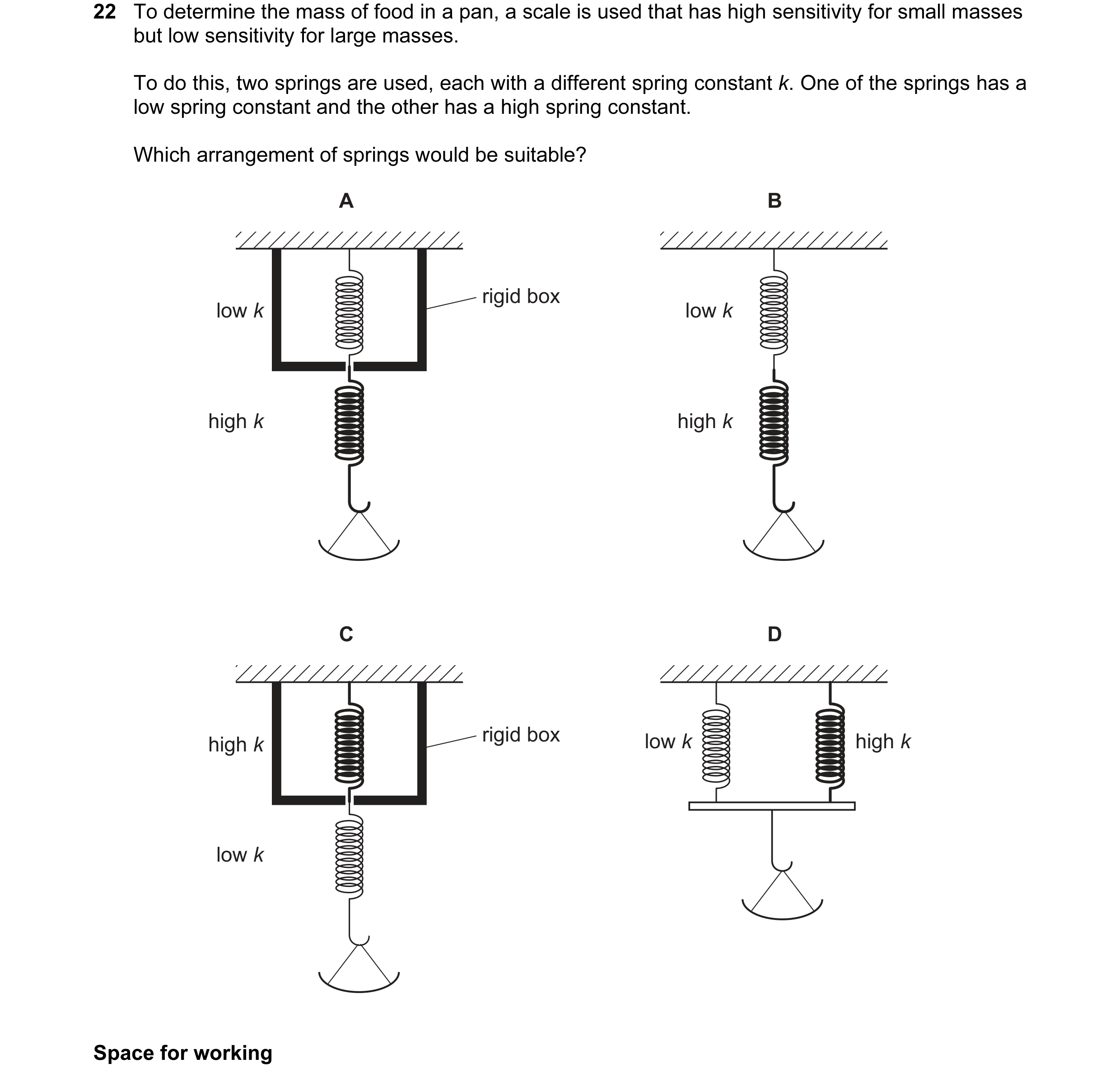 Question 23: To determine the mass of food in a pan, a scale is used that has high sensitivity for small masses but low sensitivity for large masses. To…