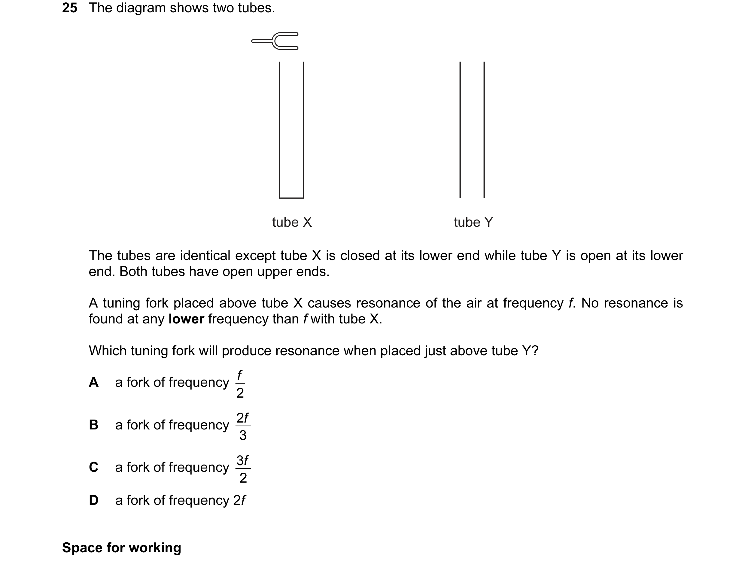 Question 16: The diagram shows two tubes. tube X tube Y The tubes are identical except tube X is closed at its lower end while tube Y is open at its low…