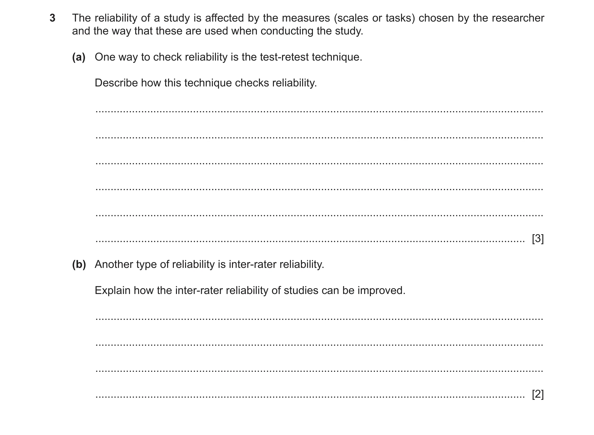 Question 371: The reliability of a study is affected by the measures (scales or tasks) chosen by the researcher and the way that these are used when cond…