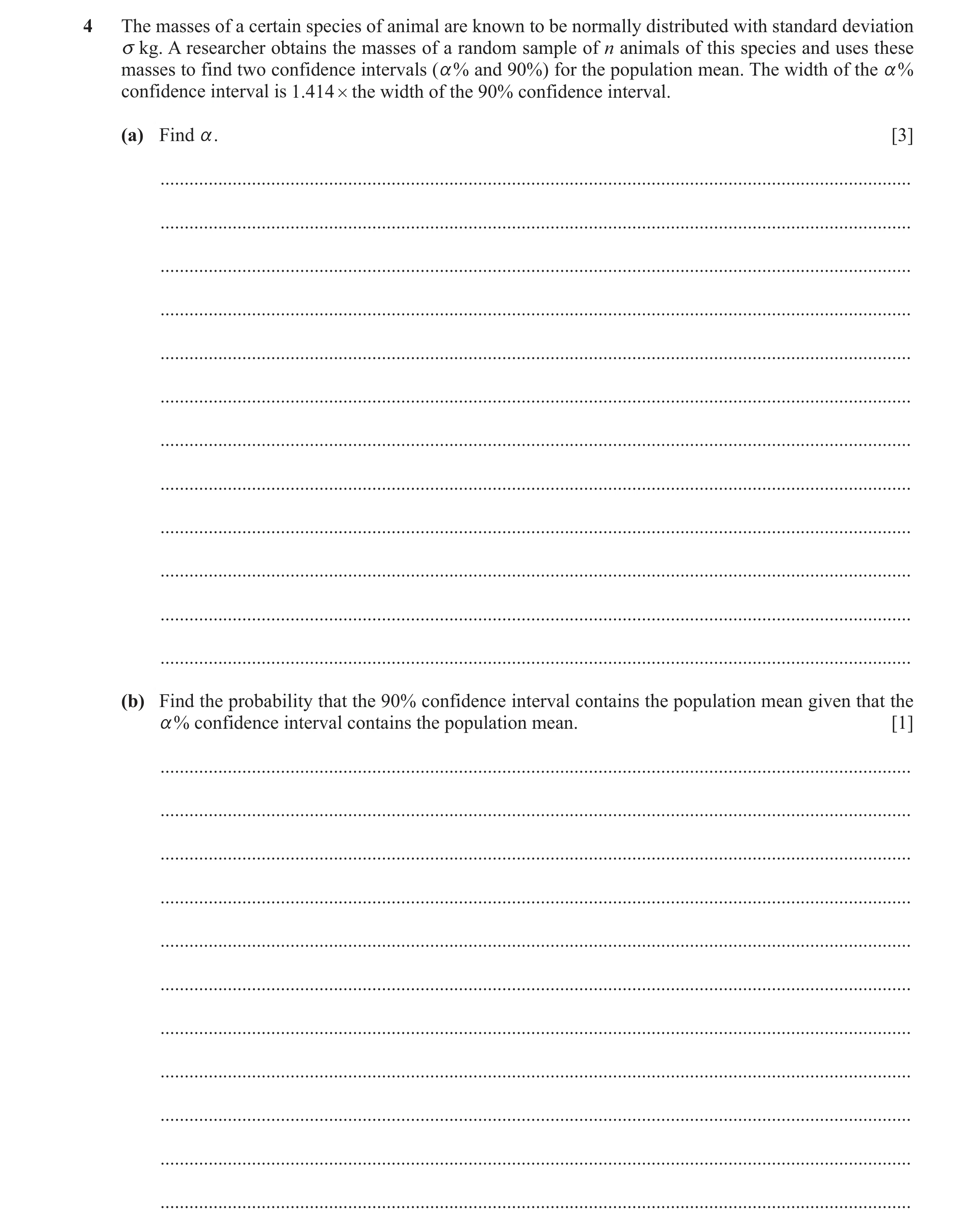 Question 28: The masses of a certain species of animal are known to be normally distributed with standard deviation v kg. A researcher obtains the masse…