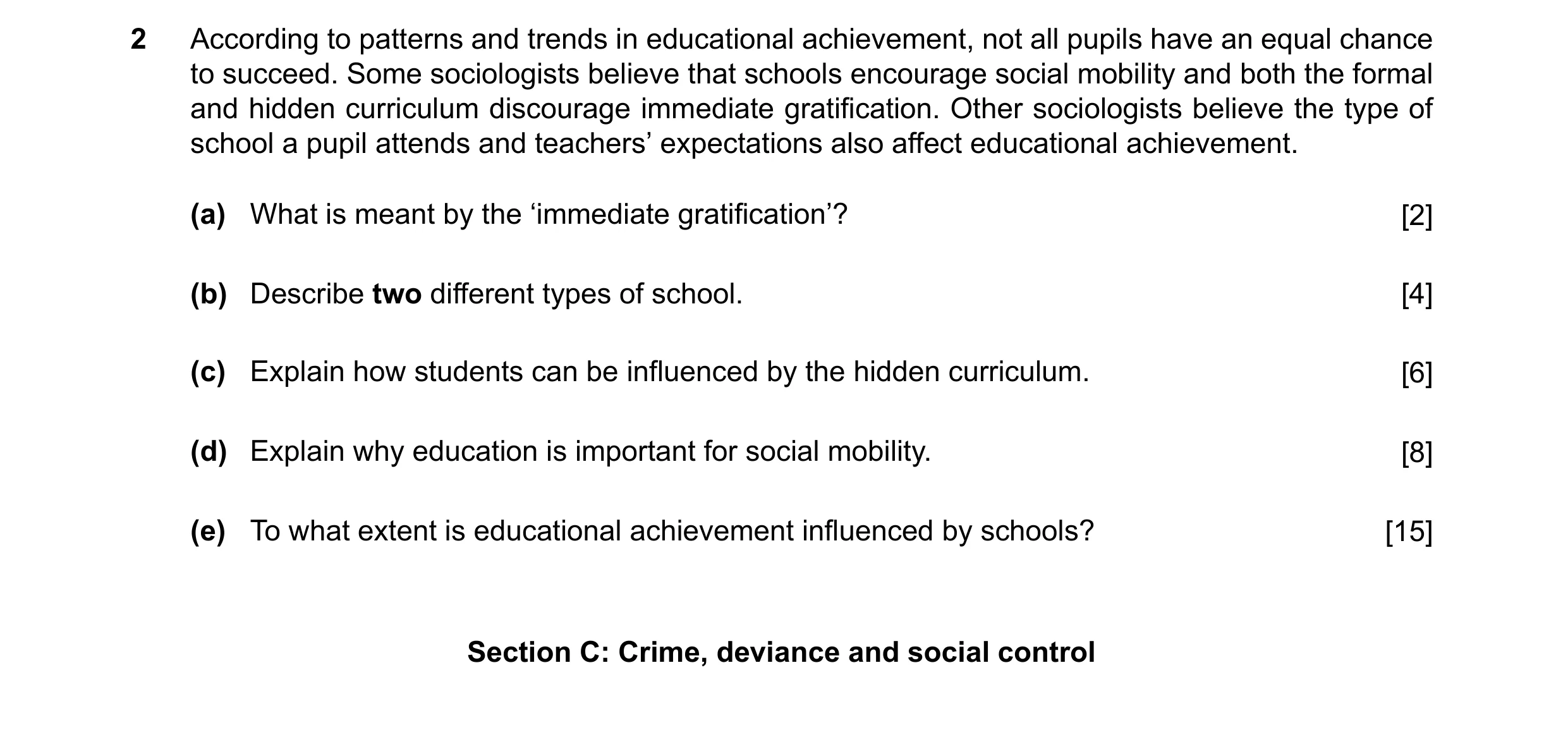 Question 54: According to patterns and trends in educational achievement, not all pupils have an equal chance to succeed. Some sociologists believe that…