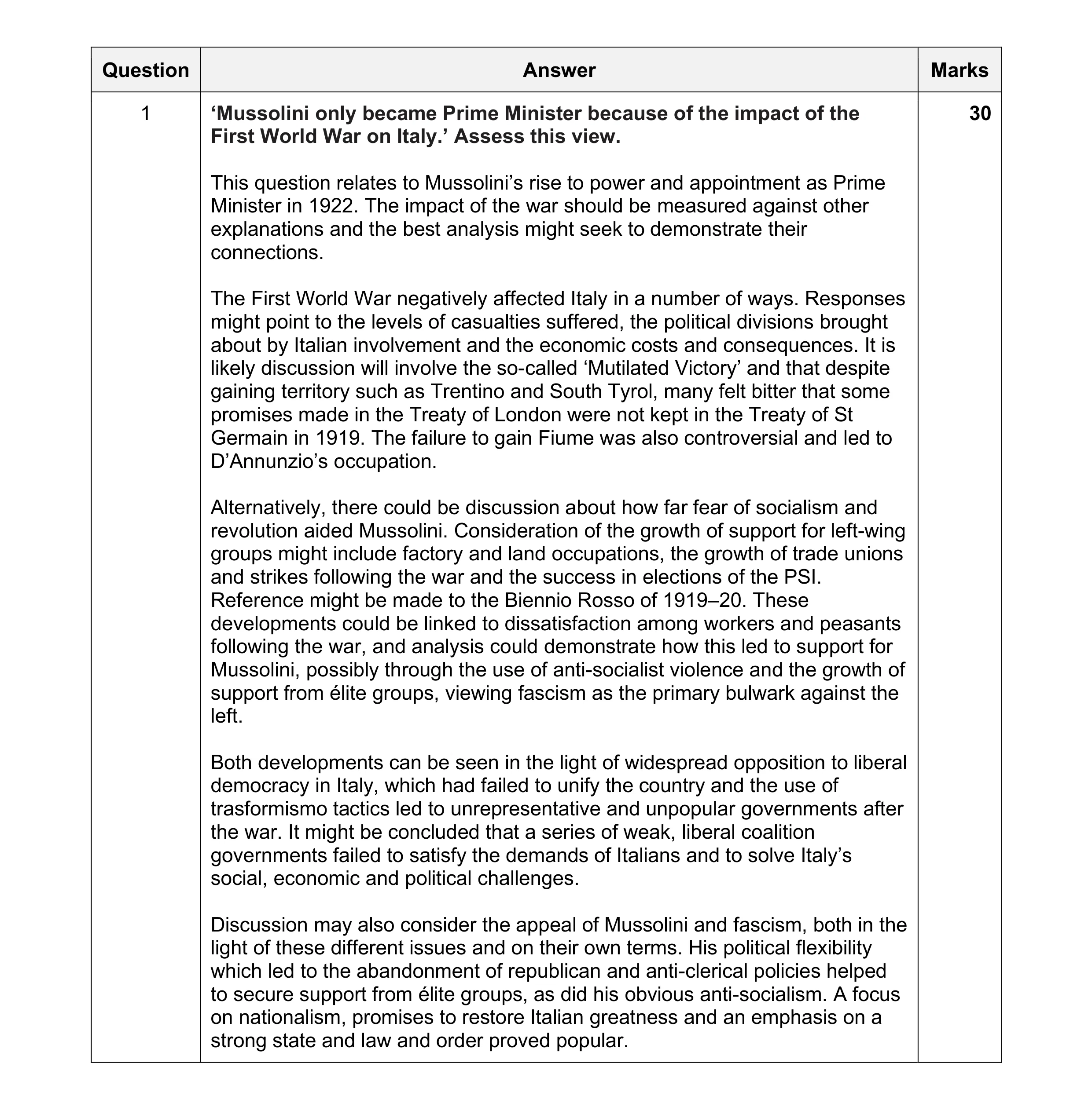 Mark scheme for question 77