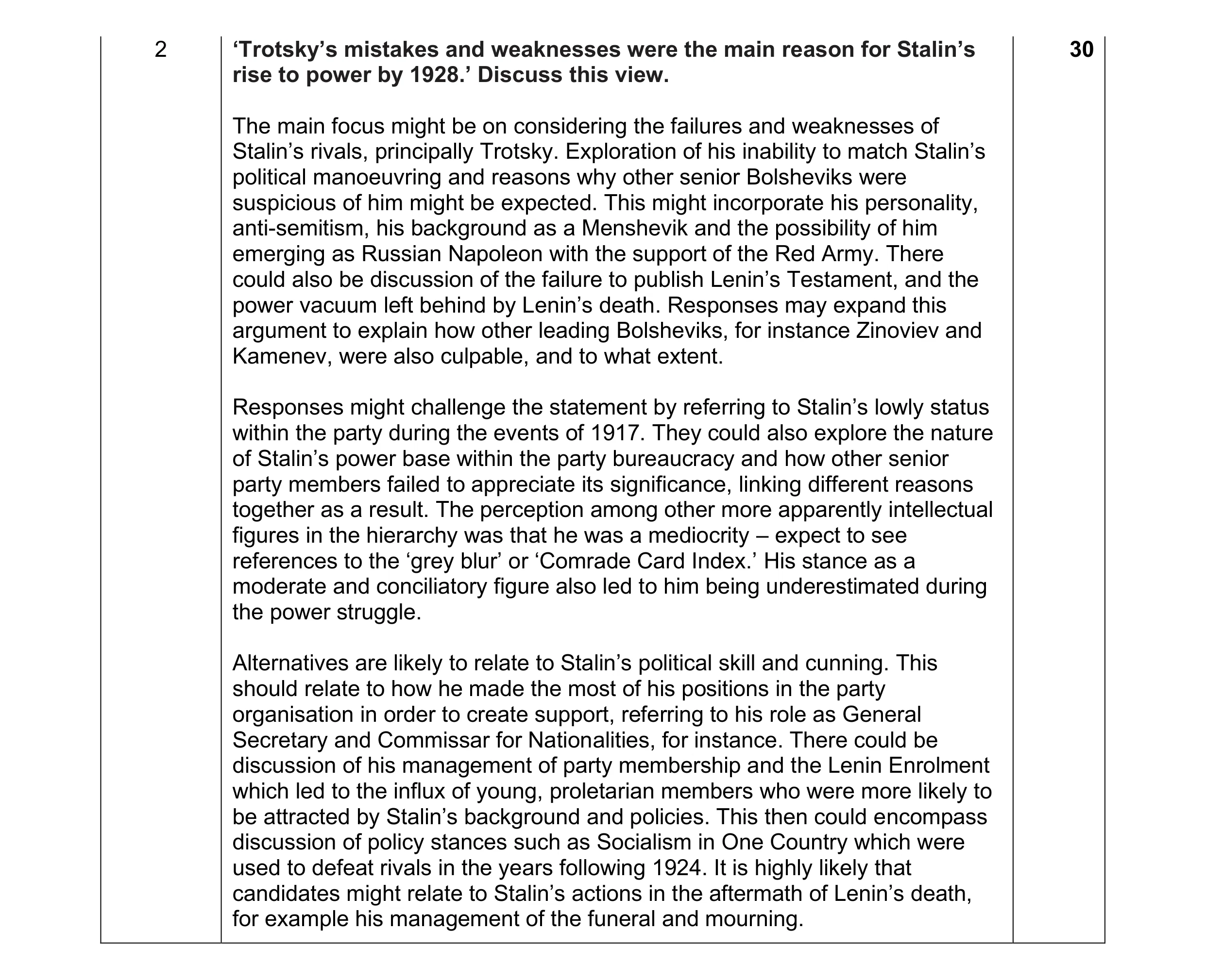 Mark scheme for question 23