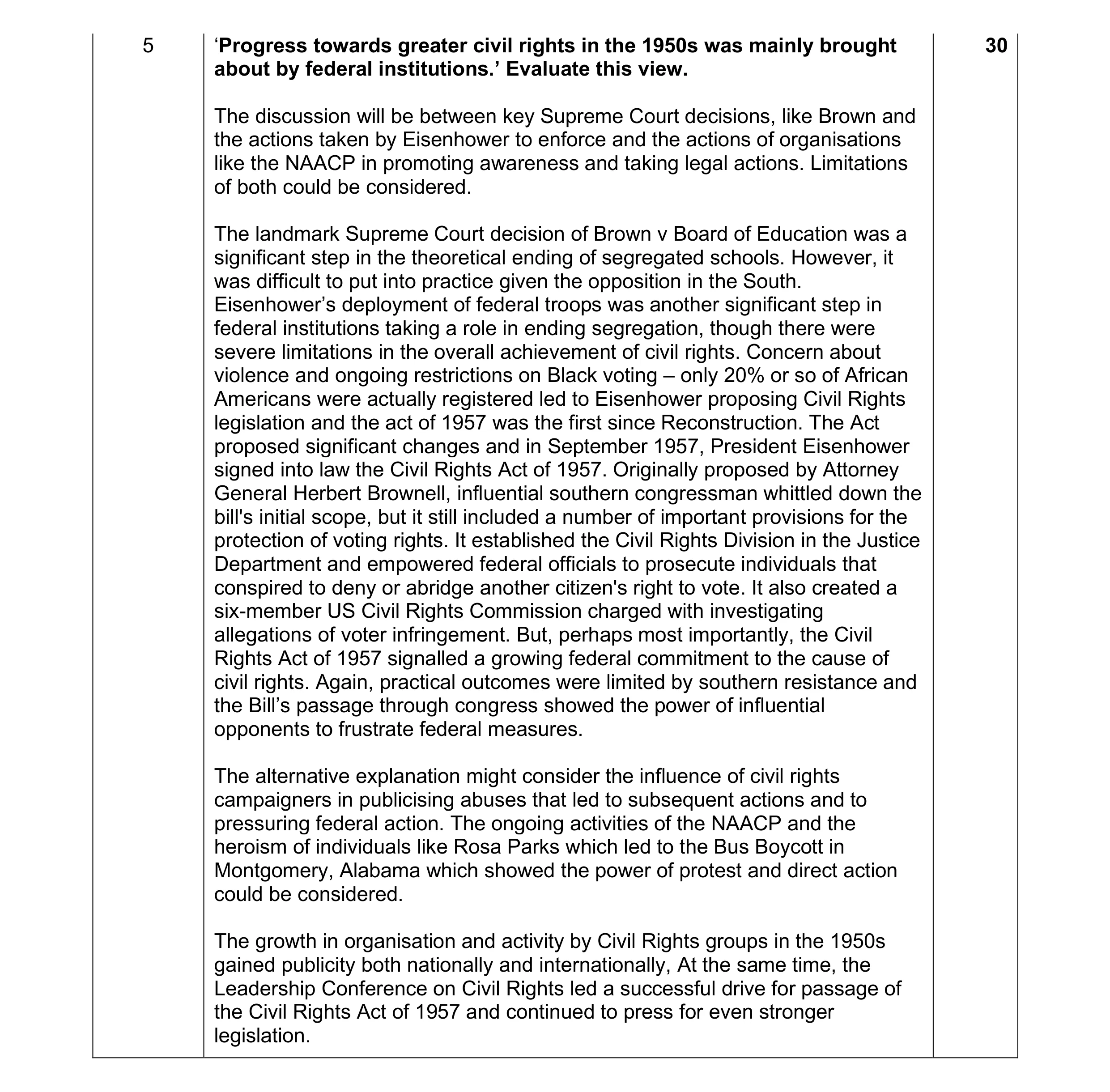 Mark scheme for question 34