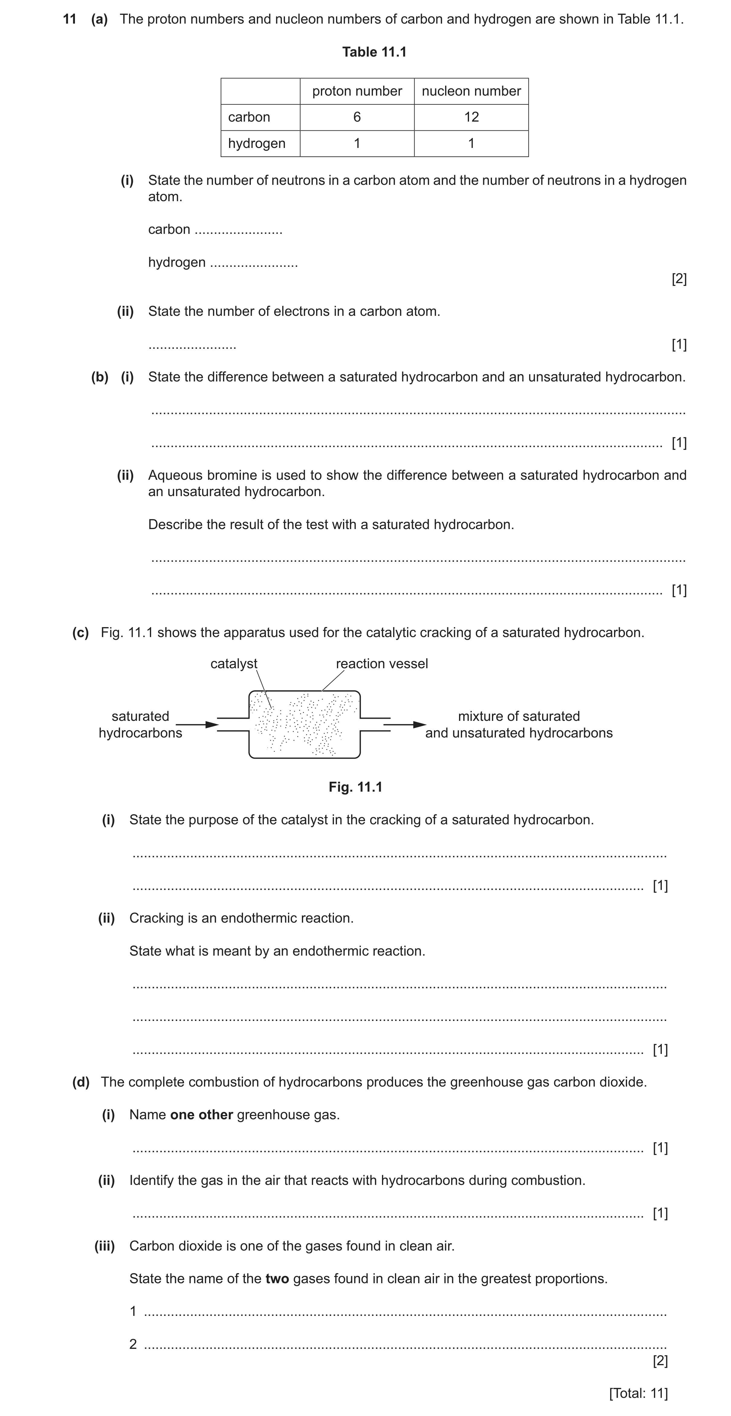 Question 35: (a) The proton numbers and nucleon numbers of carbon and hydrogen are shown in Table 11.1. Table 11.1 proton number nucleon number carbon 6…