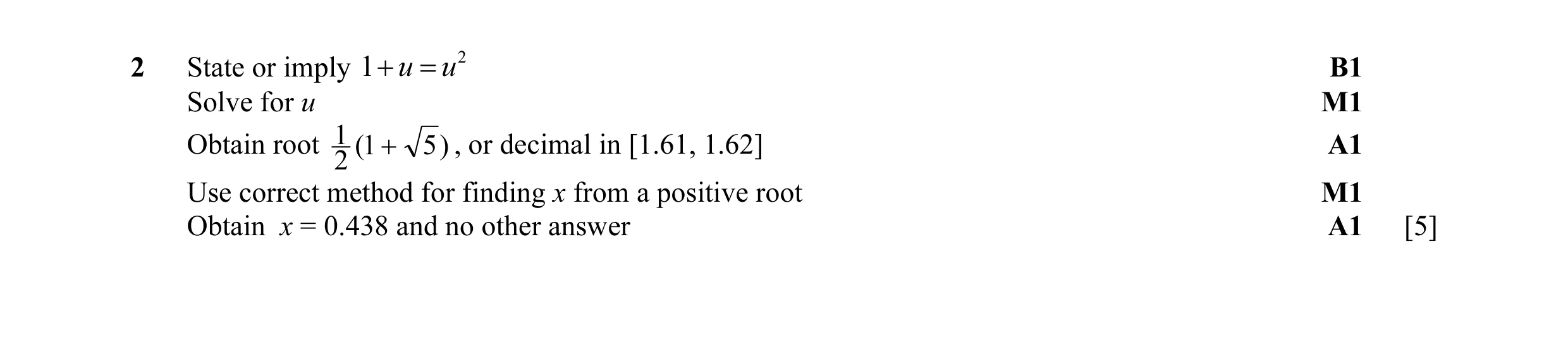 Mark scheme for question 25