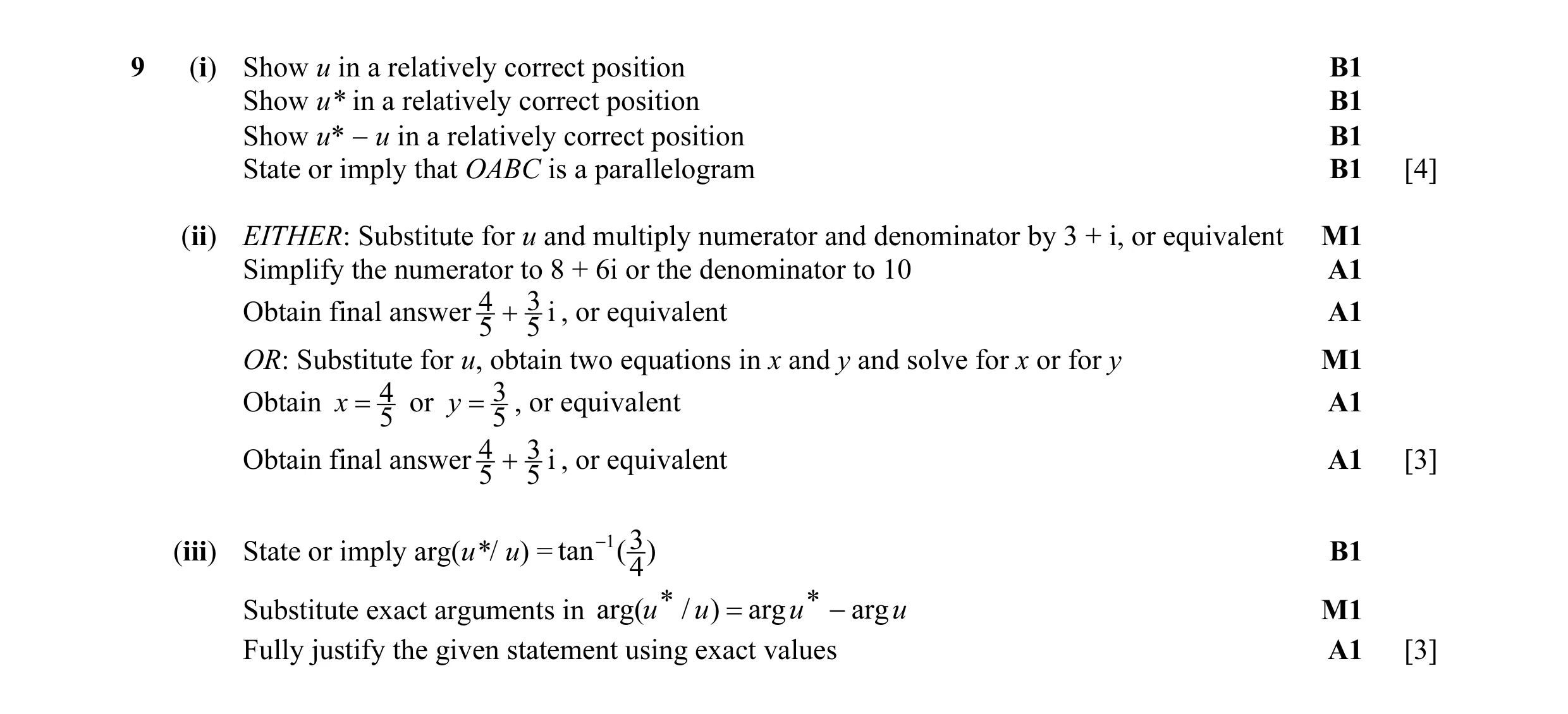 Mark scheme for question 37