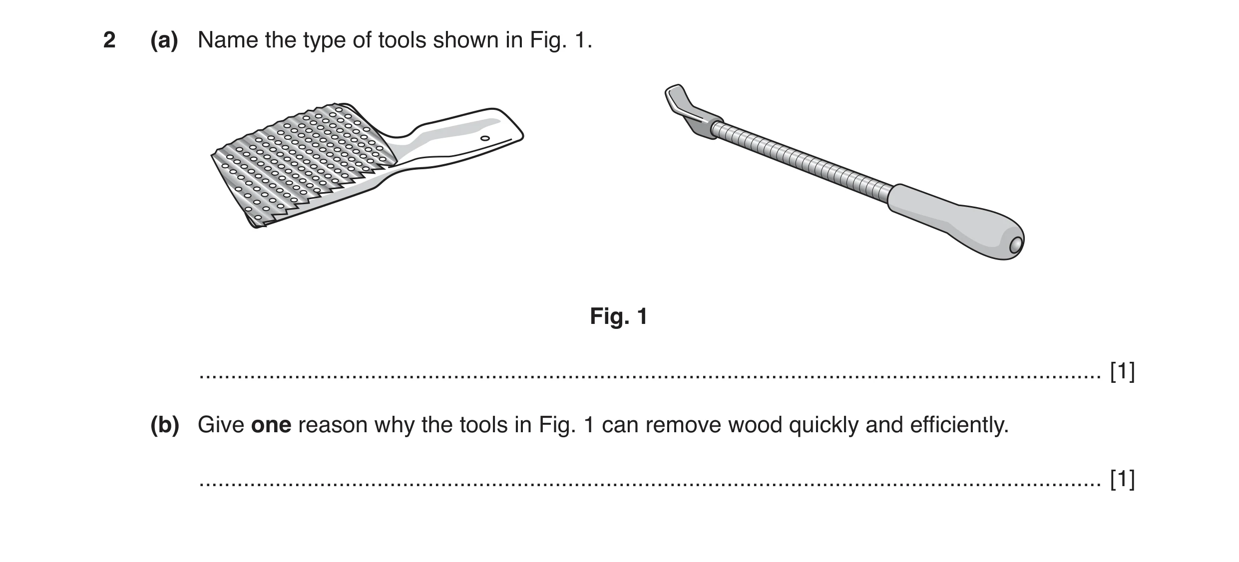 Question 90: (a) Name the type of tools shown in Fig. 1. Fig. 1 ........................................................................................…