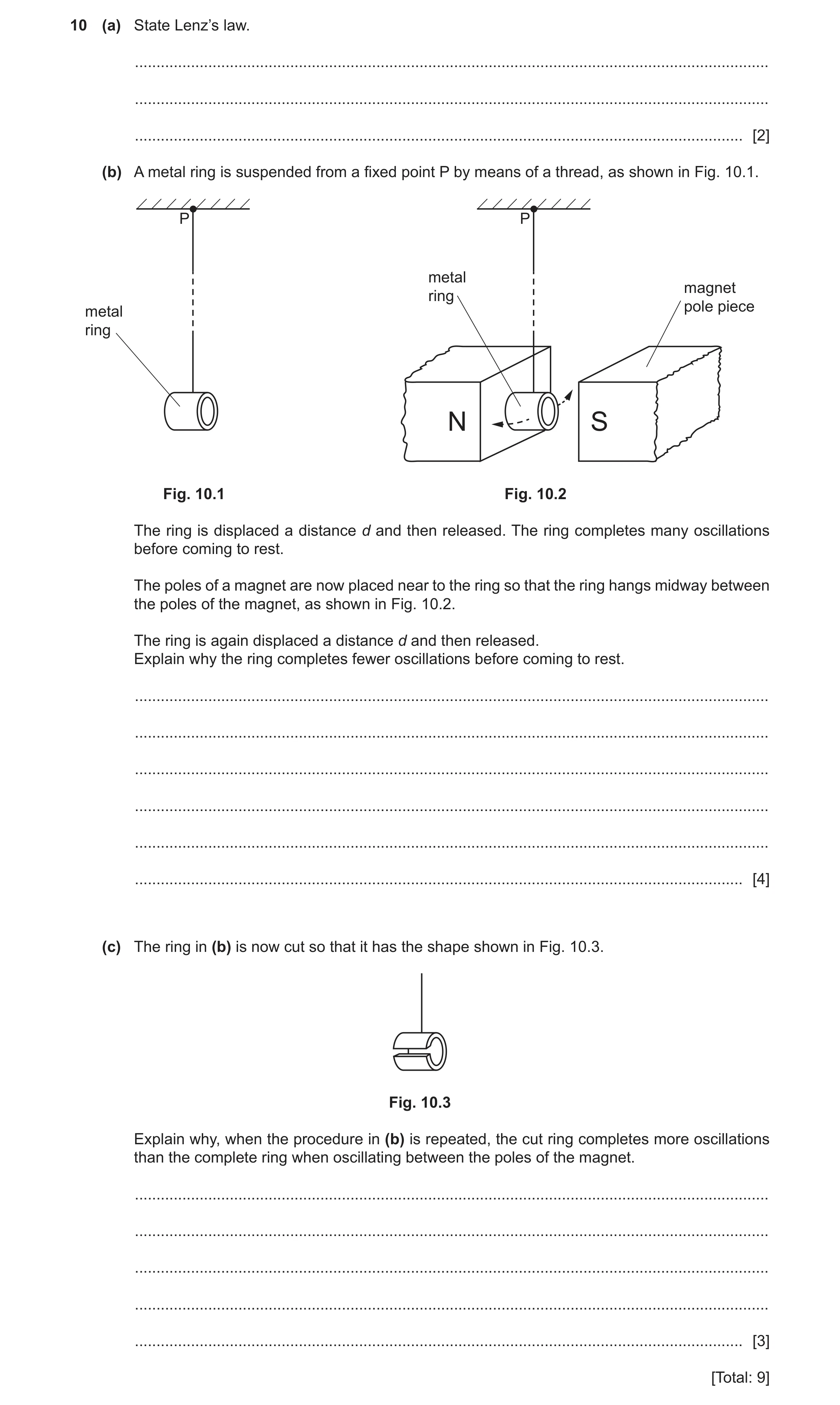 Question 25: (a) State Lenz’s law. .....................................................................................................................…