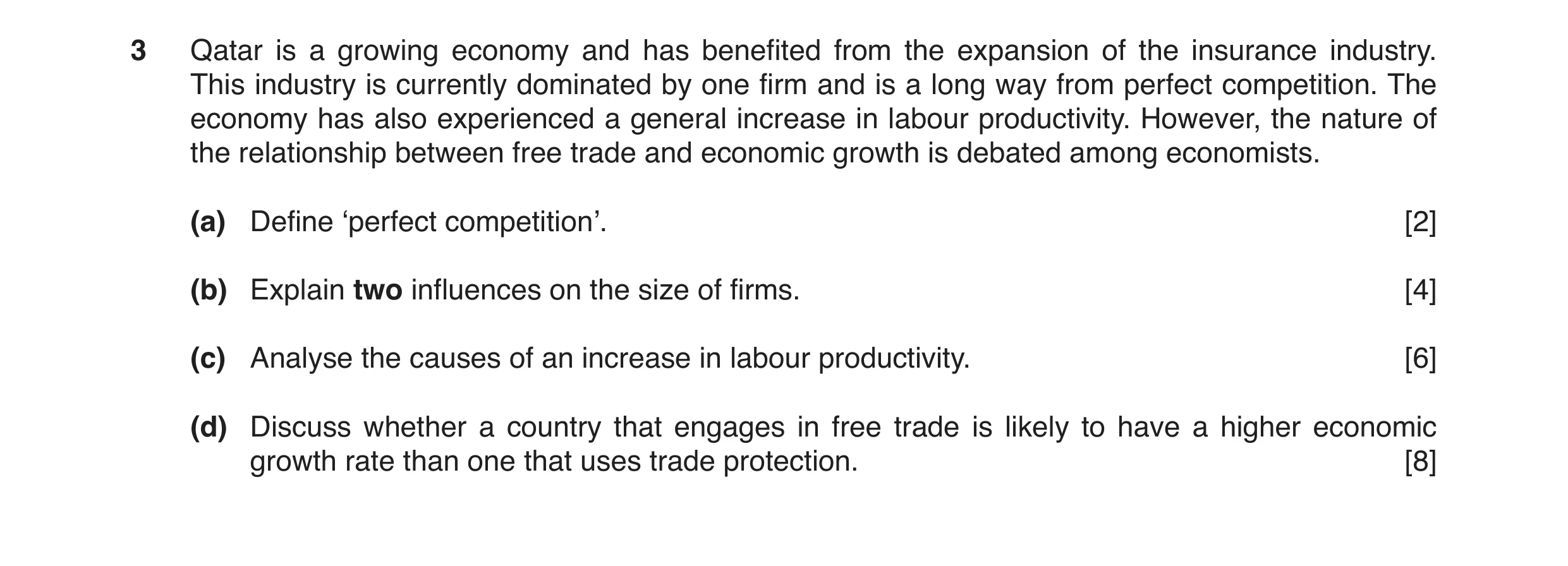 Question 5: Qatar is a growing economy and has benefited from the expansion of the insurance industry. This industry is currently dominated by one firm…