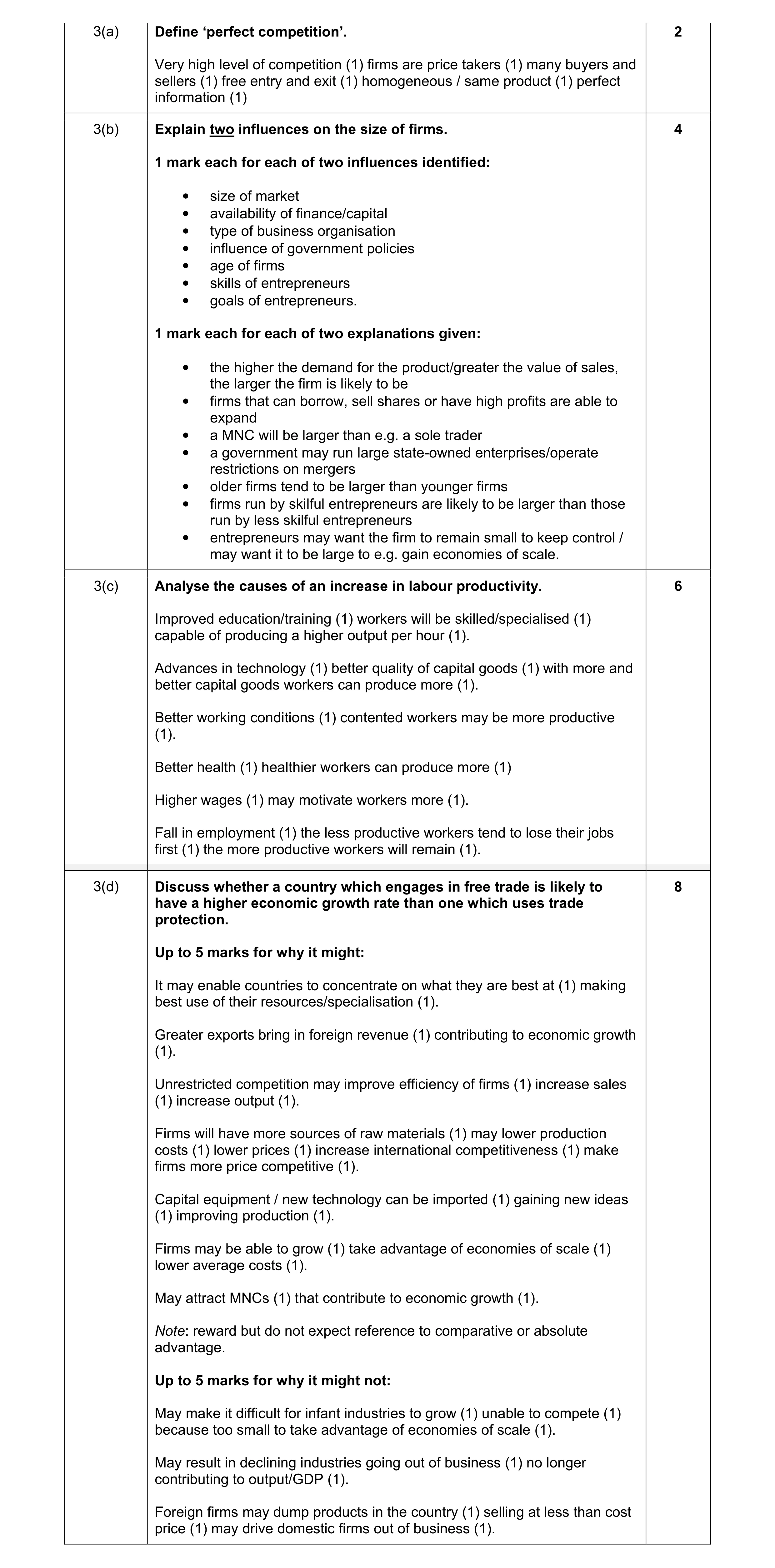 Mark scheme for question 5