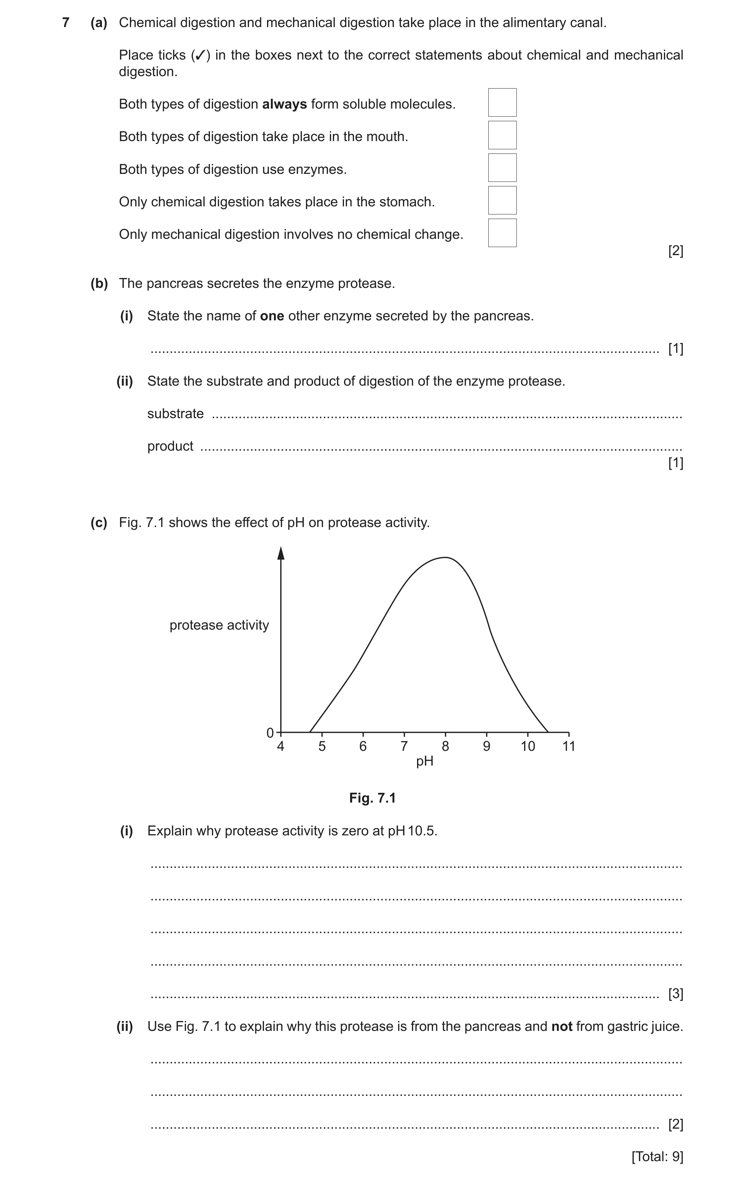 Question 14: (a) Chemical digestion and mechanical digestion take place in the alimentary canal. Place ticks (✓) in the boxes next to the correct statem…
