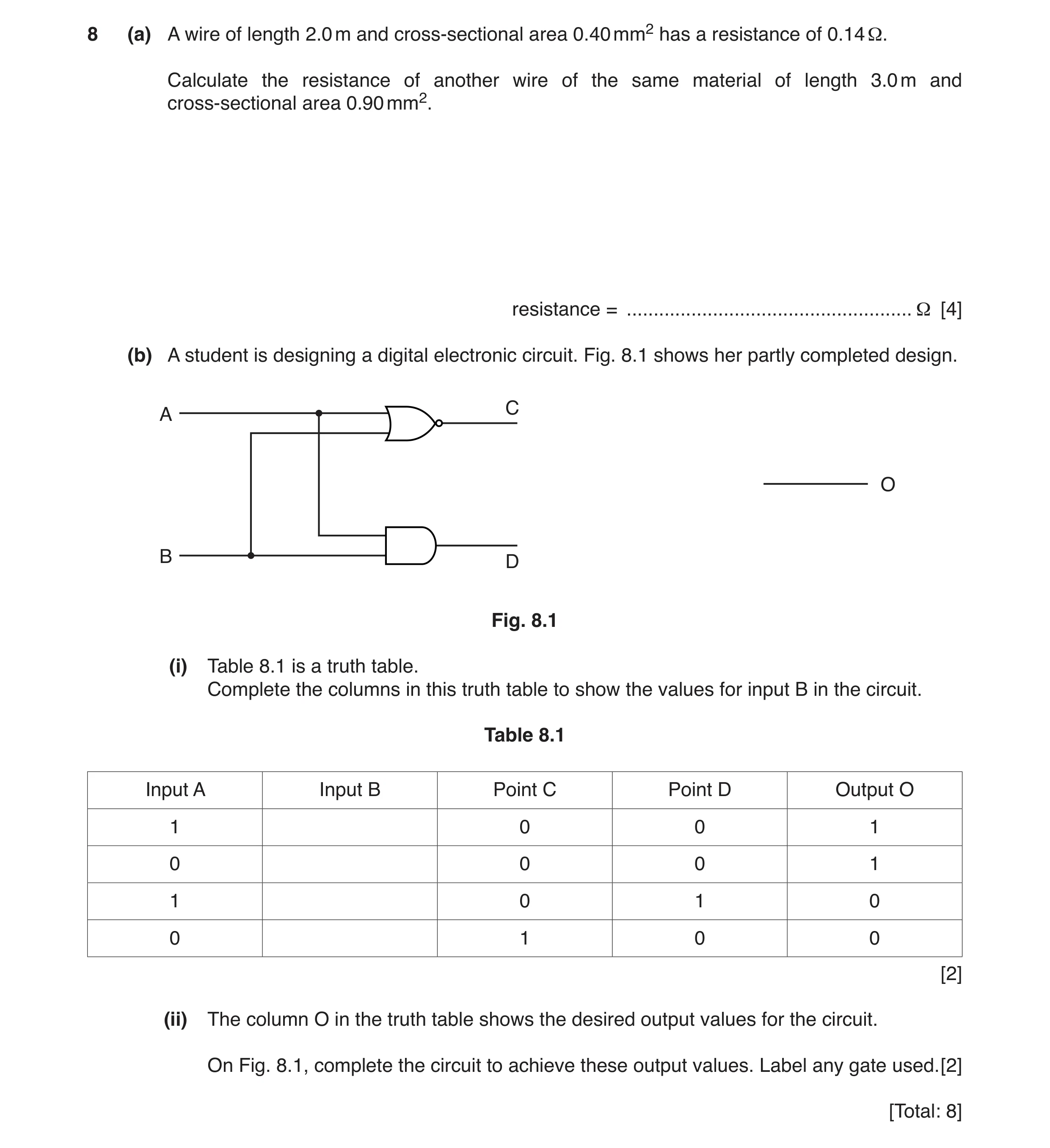 Question 5: (a) A wire of length 2.0 m and cross-sectional area 0.40 mm2 has a resistance of 0.14 Ω. Calculate the resistance of another wire of the sa…