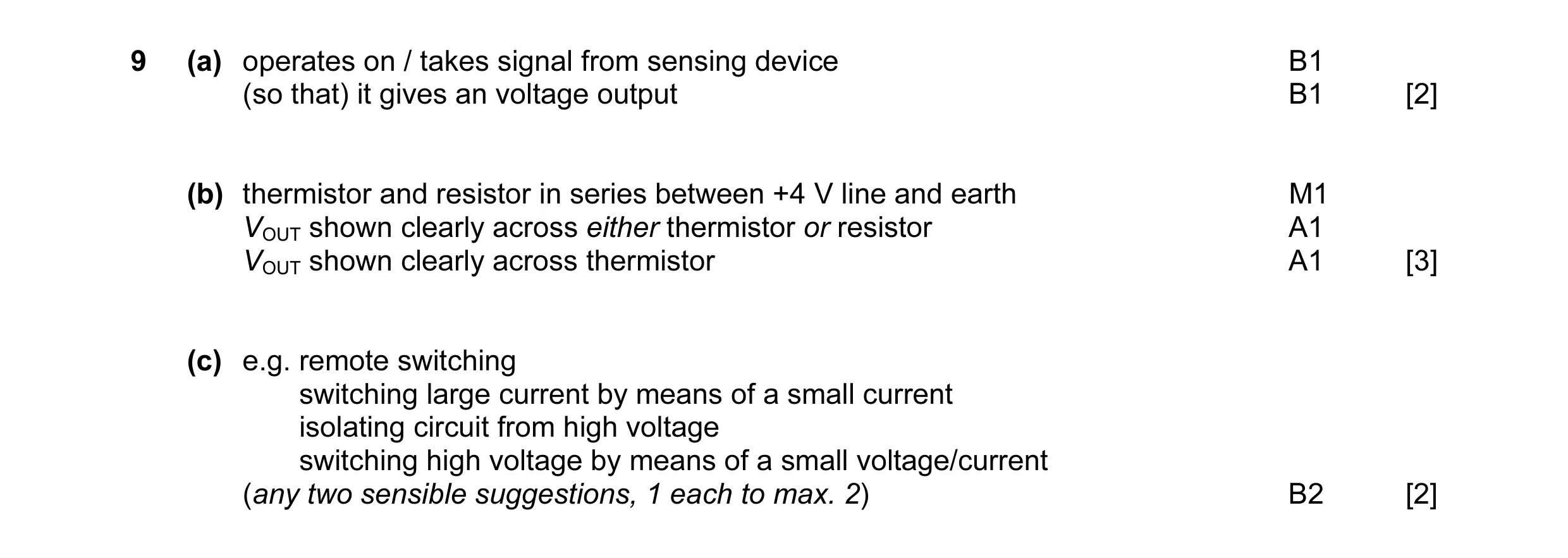 Mark scheme for question 5