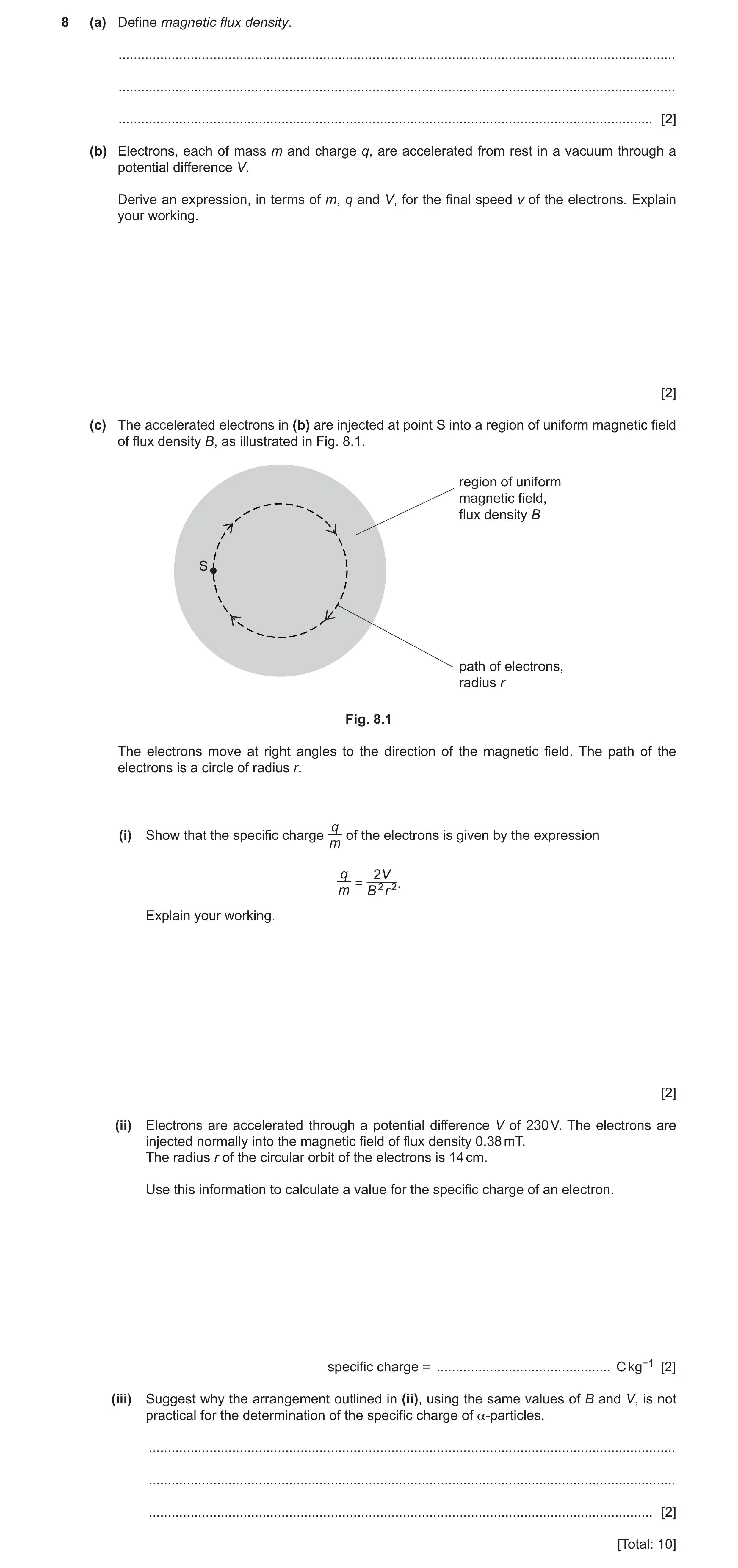 Question 19: (a) Define magnetic flux density. .........................................................................................................…