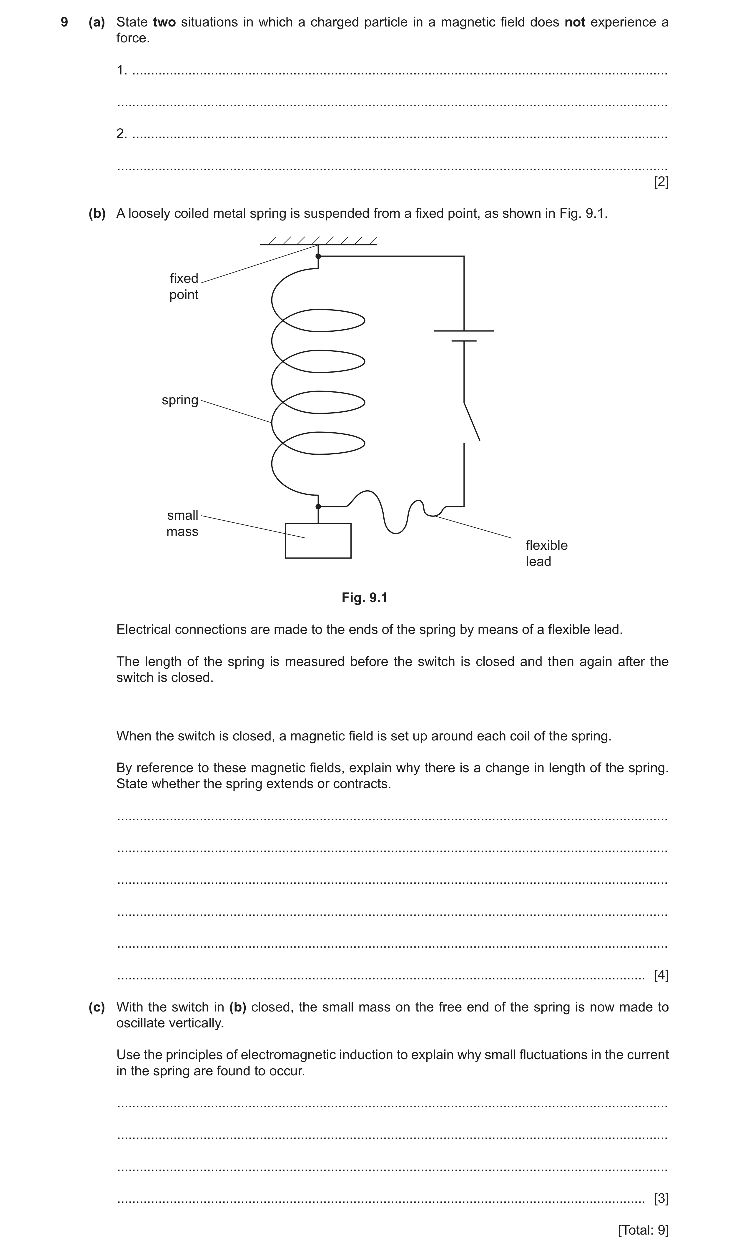Question 26: (a) State two situations in which a charged particle in a magnetic field does not experience a force. 1. ..................................…